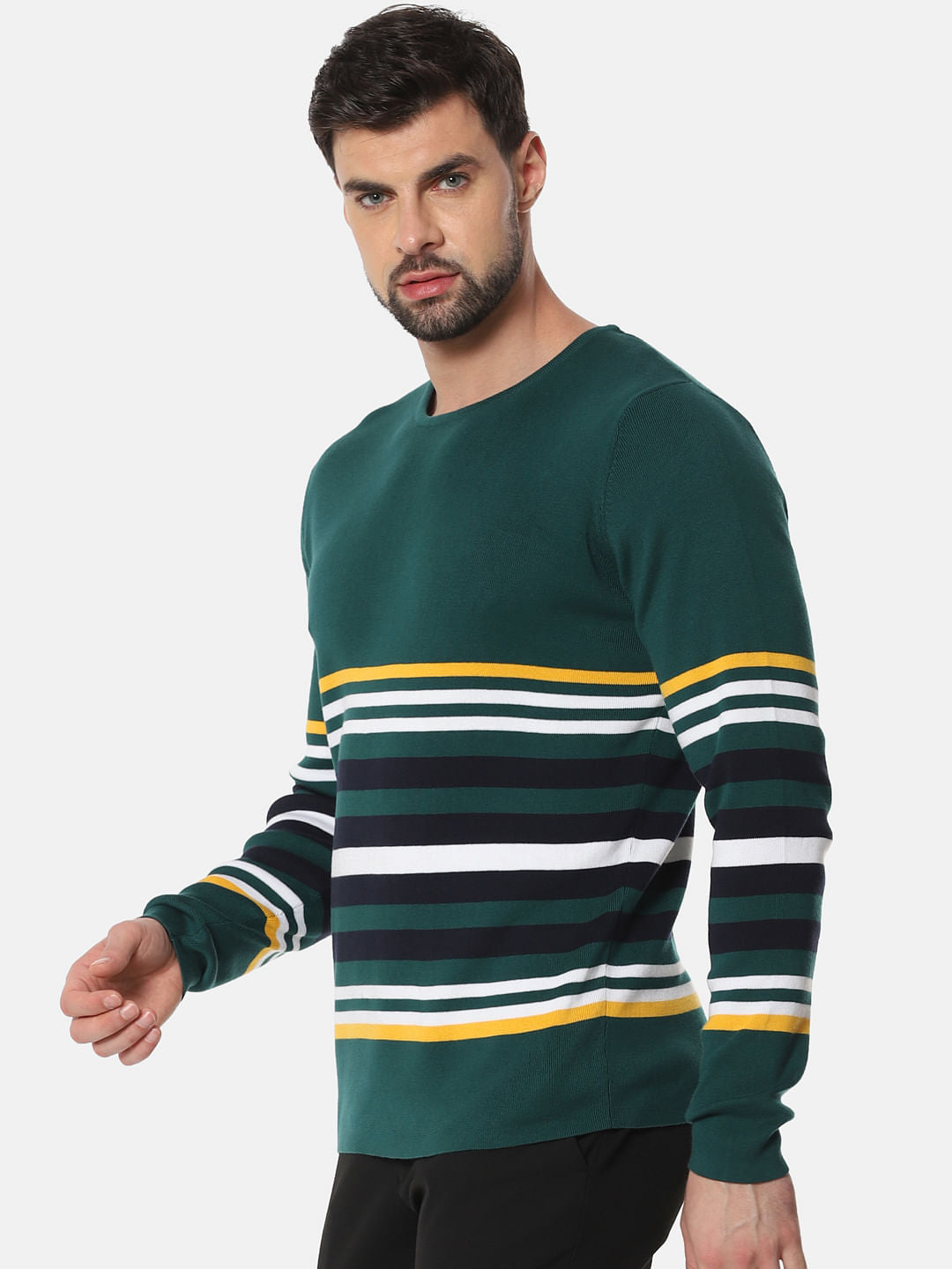 Green Striped Pullover