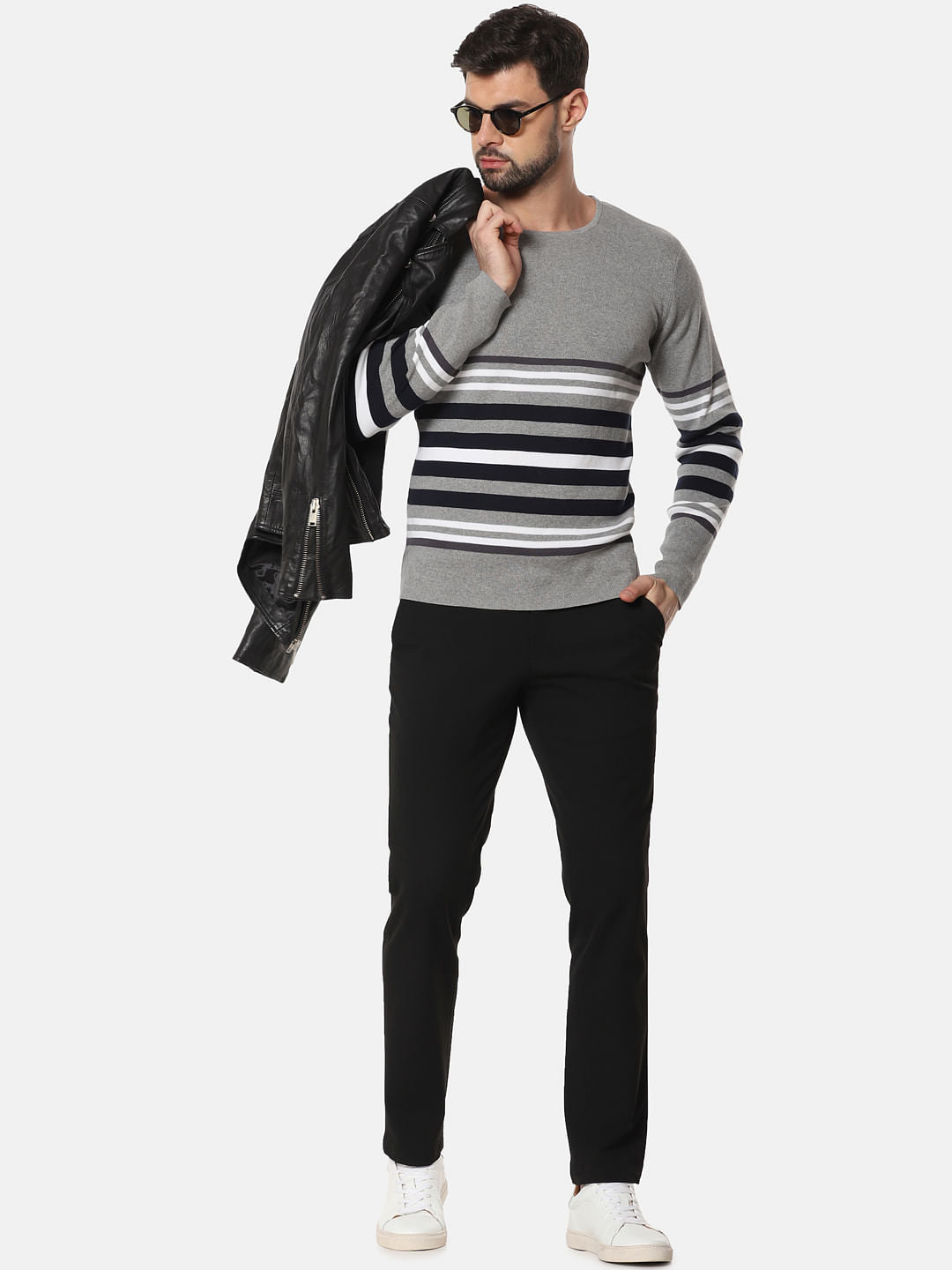 Grey Striped Pullover