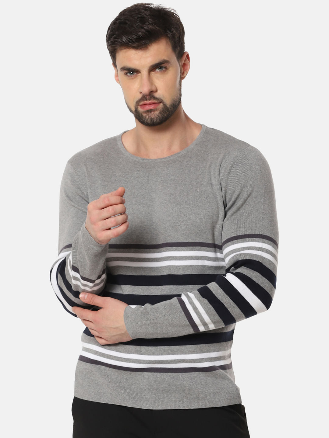 Grey Striped Pullover
