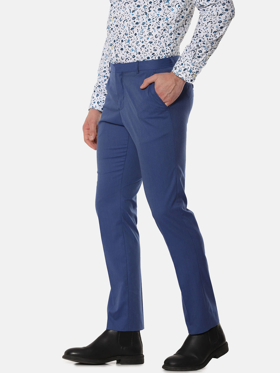 Blue Mid Rise Formal Trousers