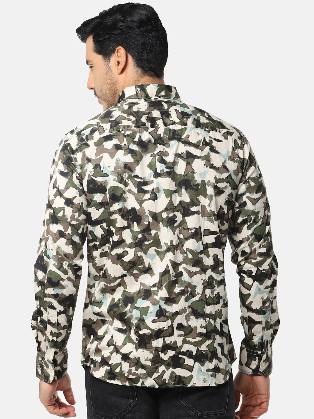 Green All Over Print Full Sleeves Shirt
