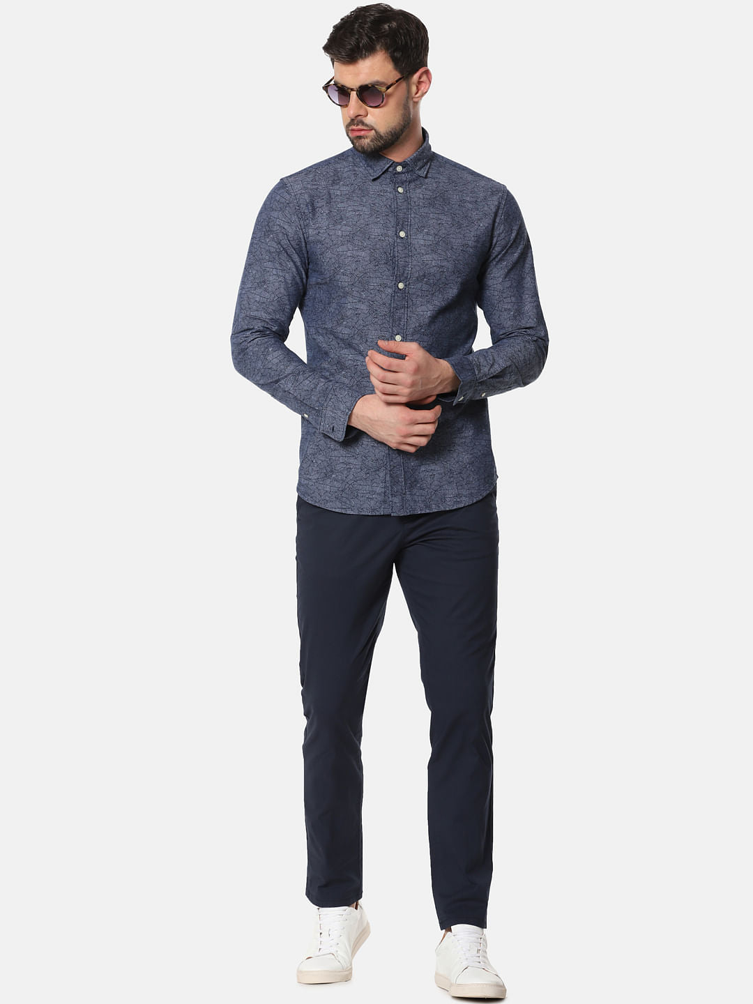 Blue All Over Print Full Sleeves Shirt