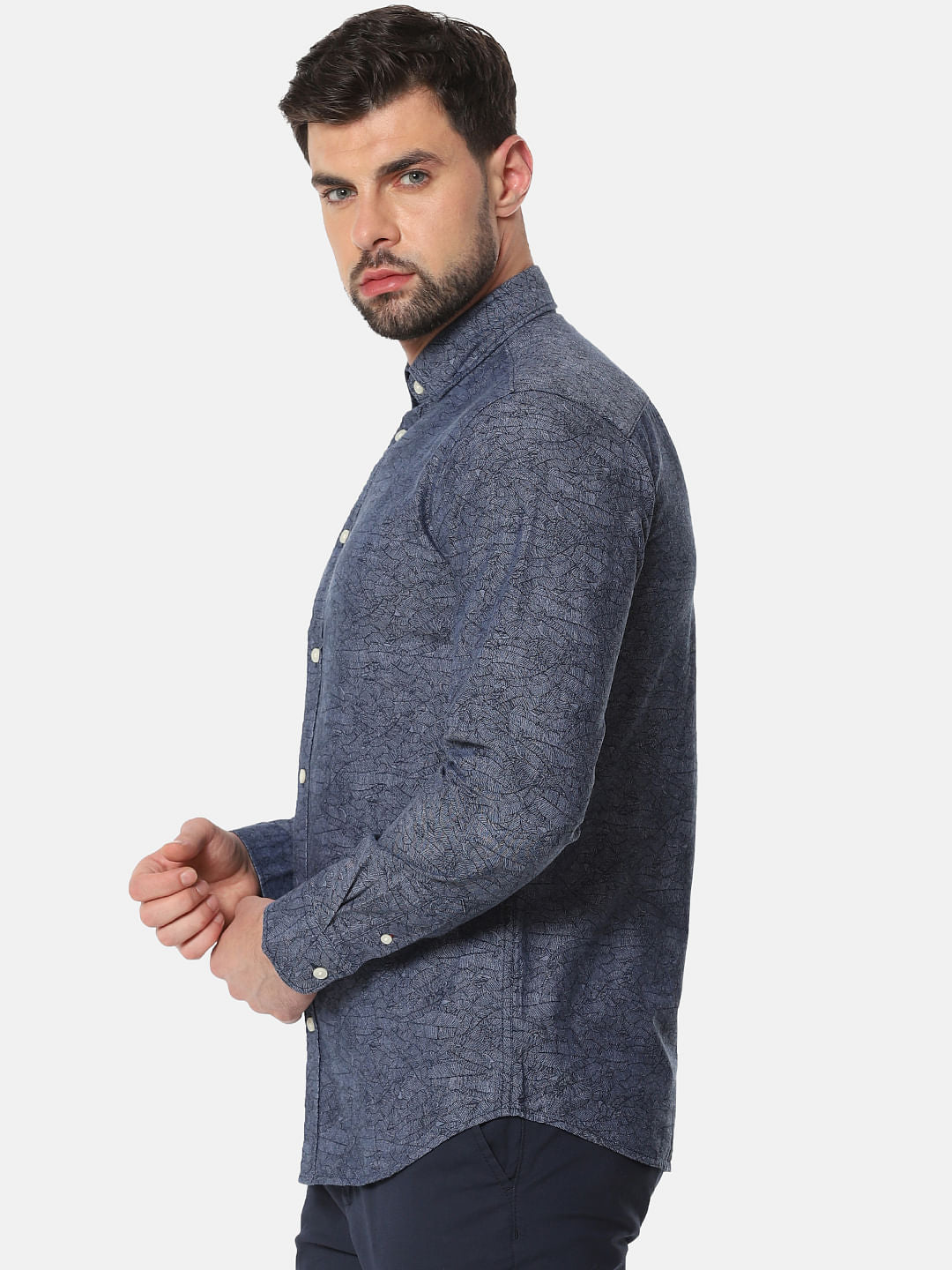 Blue All Over Print Full Sleeves Shirt