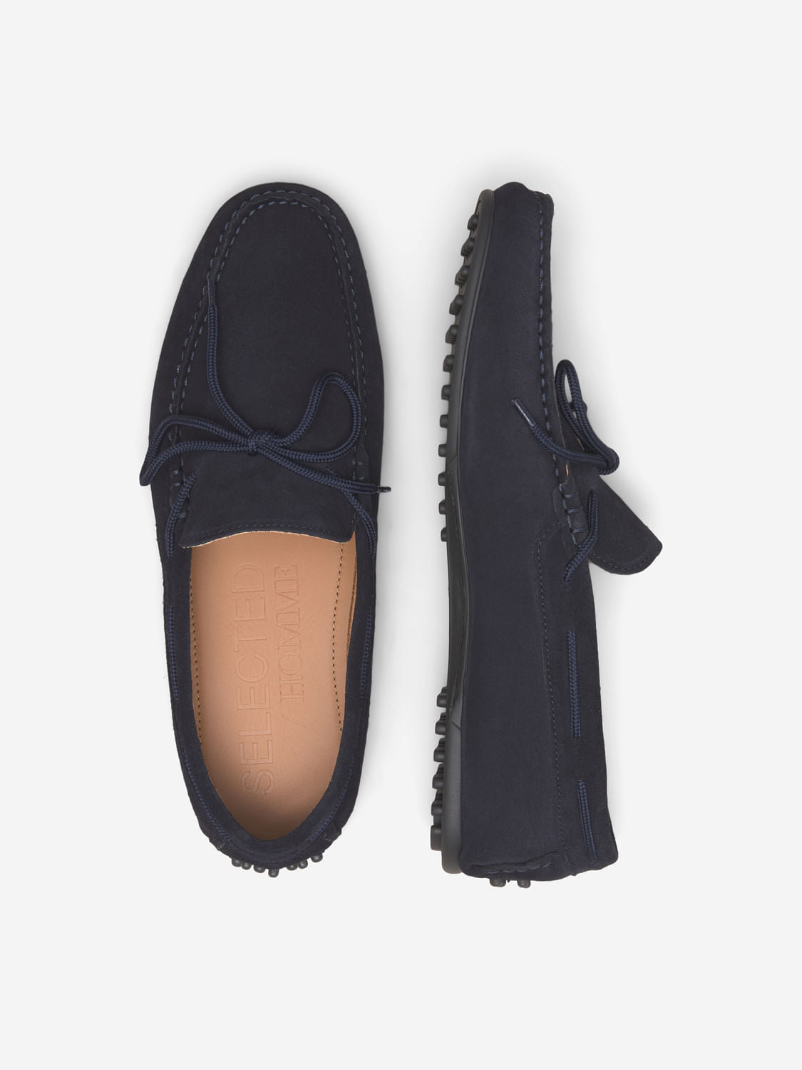 Navy Blue Suede Loafers