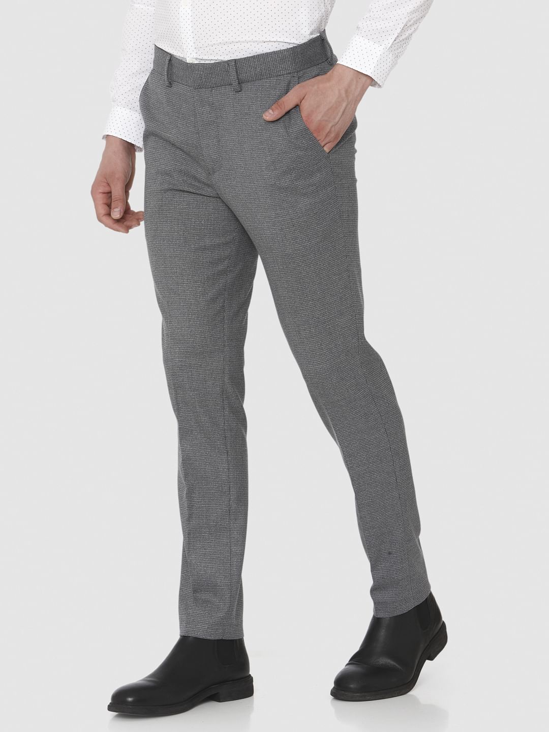 Grey Slim Fit Formal Trousers
