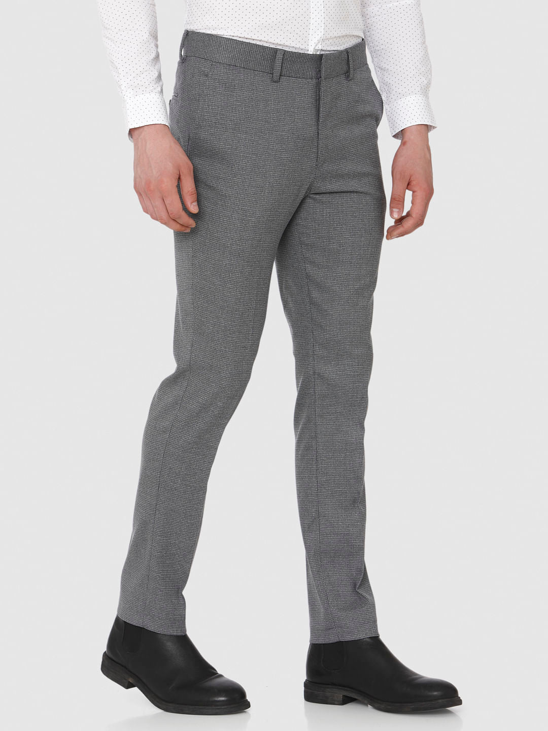 Grey Slim Fit Formal Trousers