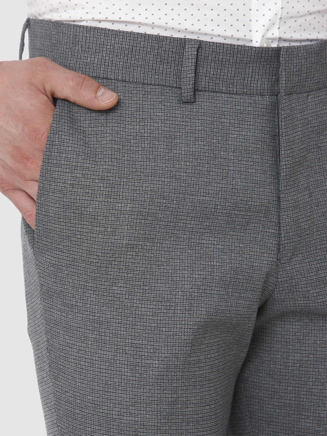 Grey Slim Fit Formal Trousers