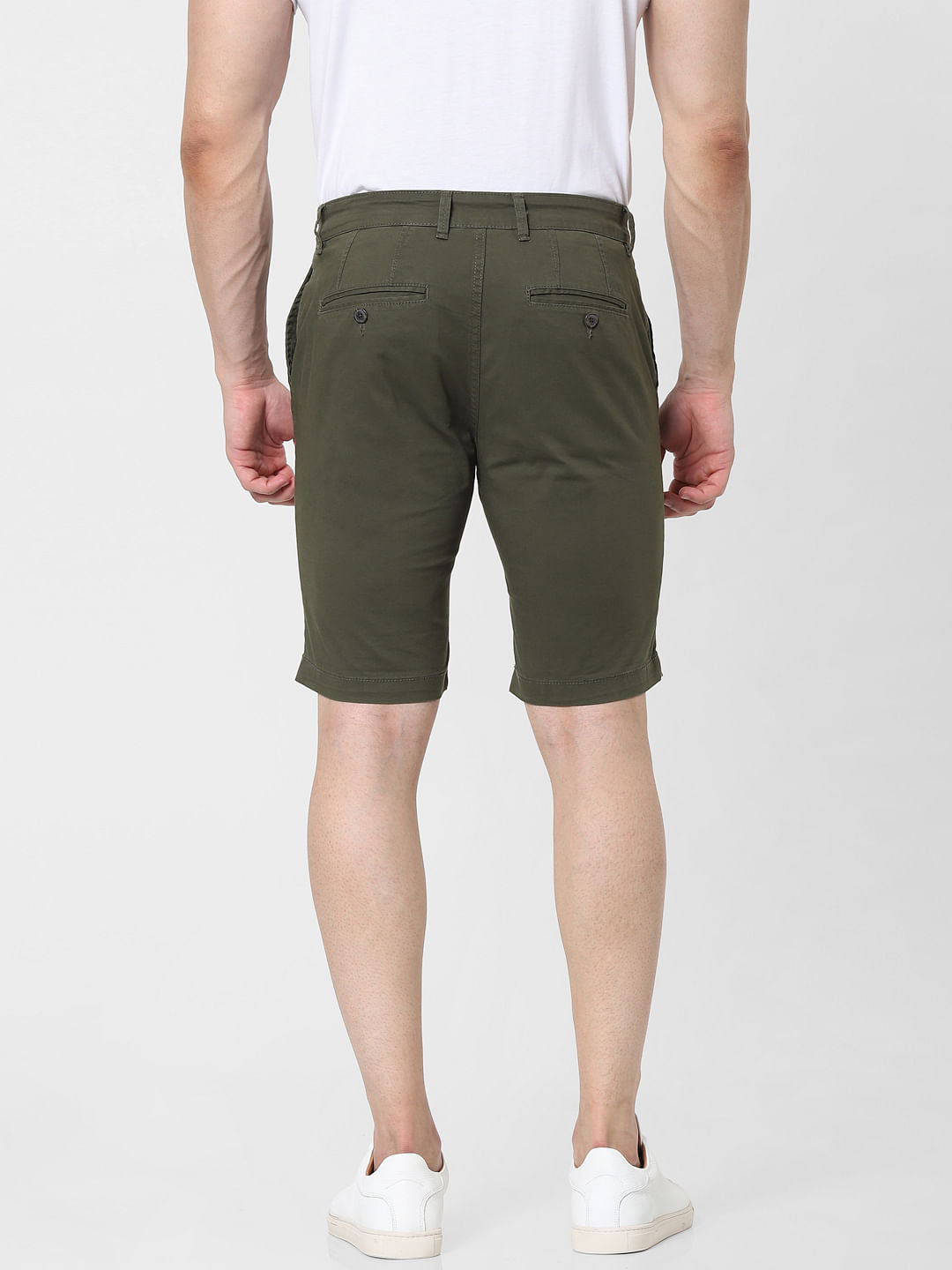 Green Mid Rise Chino Shorts