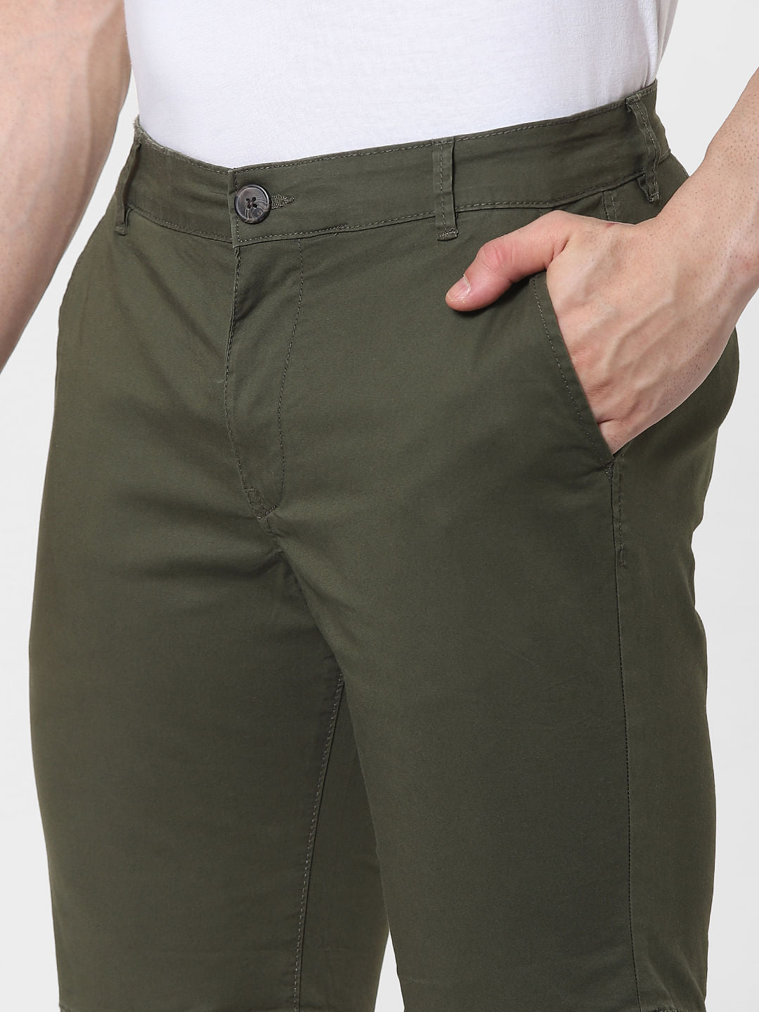 Green Mid Rise Chino Shorts