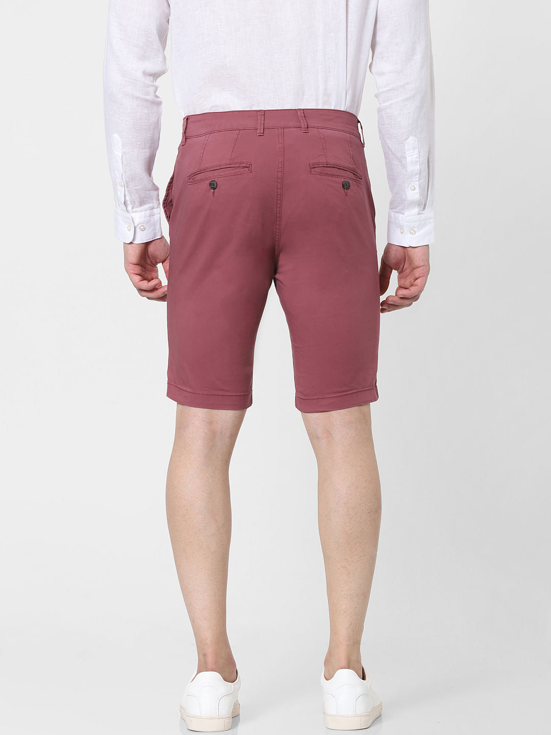 Pink Mid Rise Chino Shorts