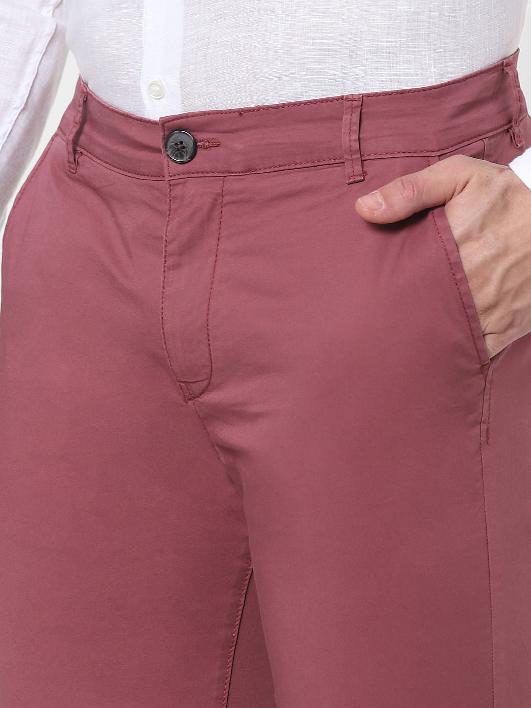 Pink Mid Rise Chino Shorts