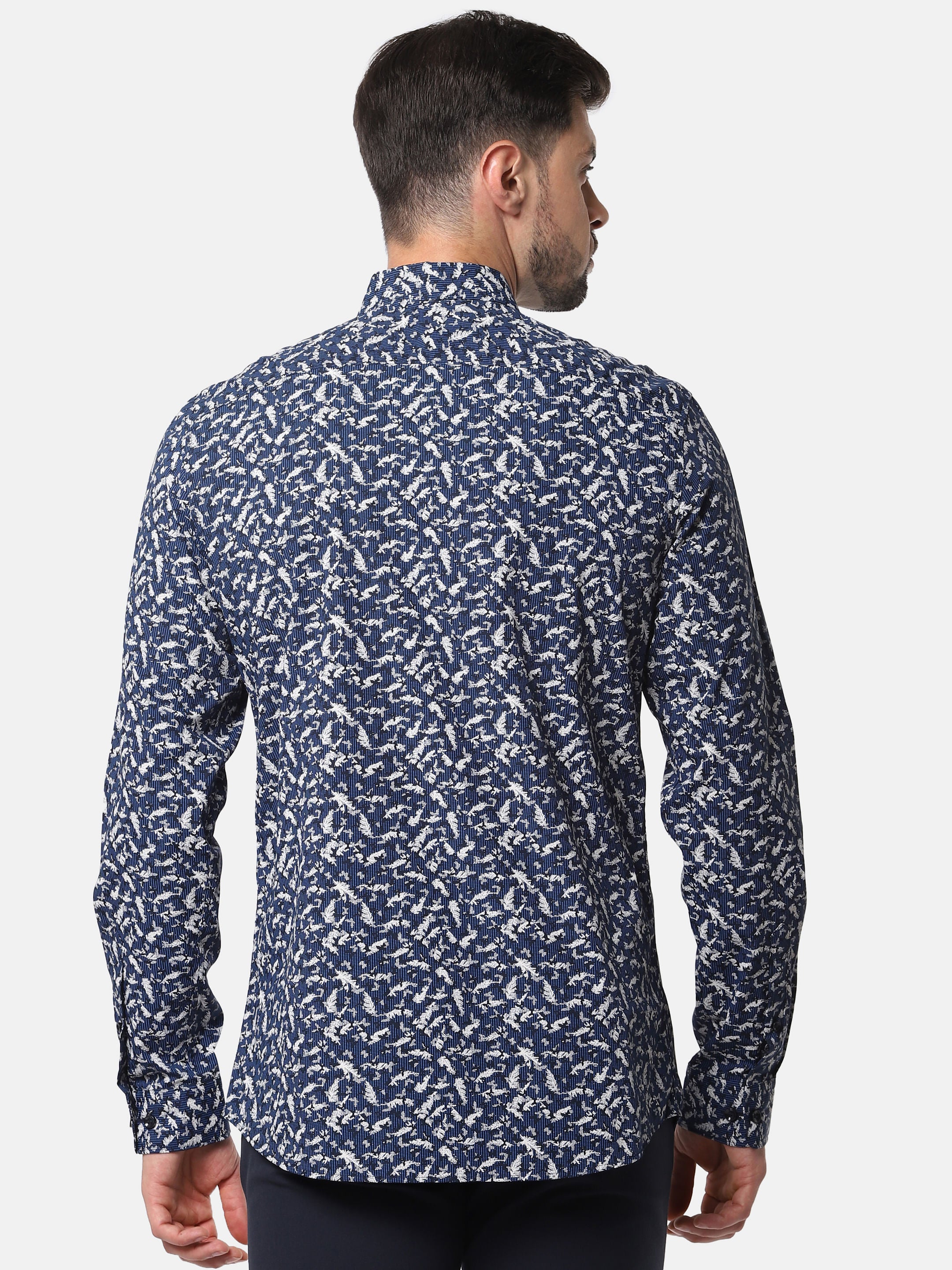 Blue All Over Print Full Sleeves Shirt