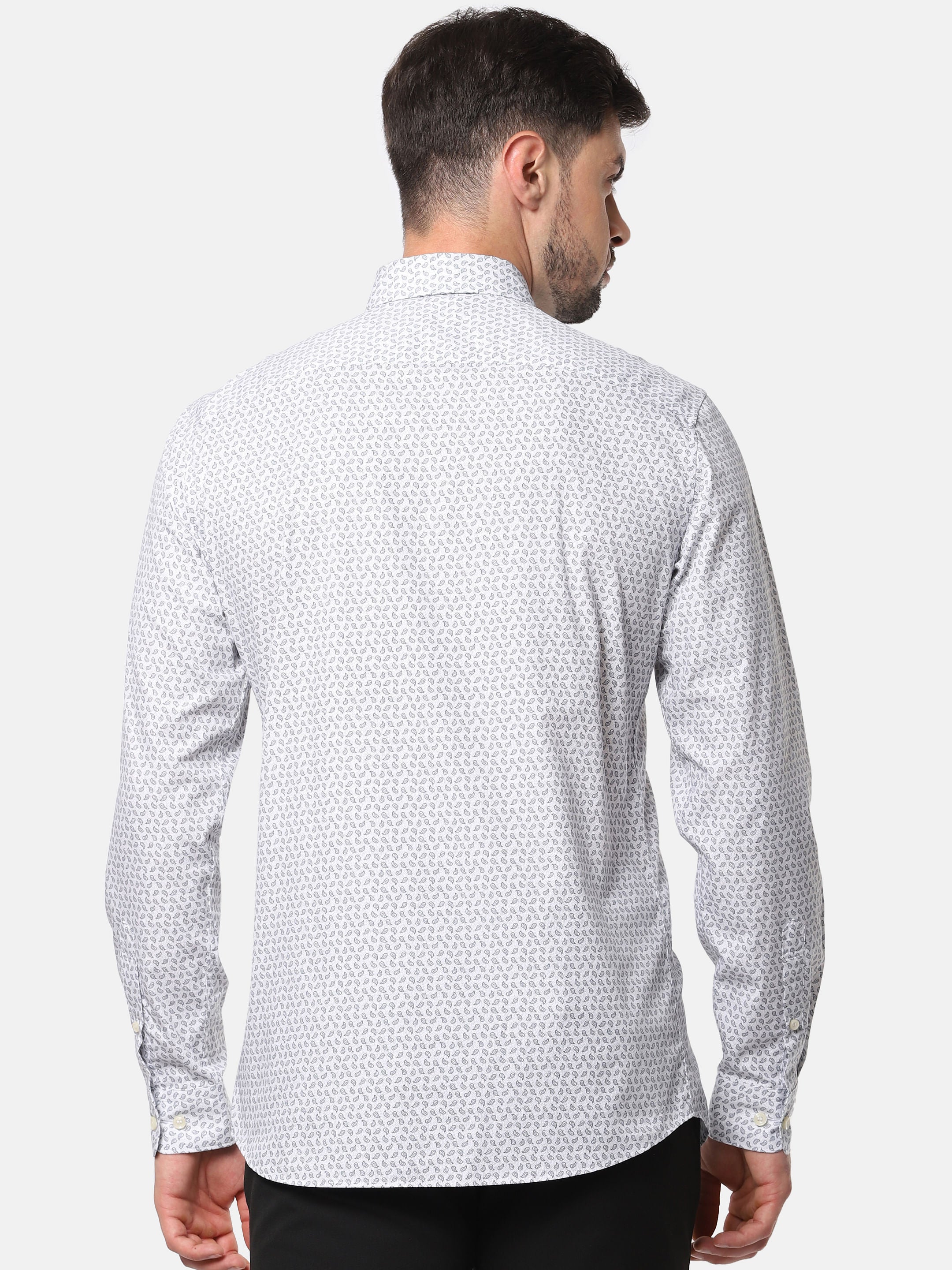 White All Over Print Full Sleeves Shirt