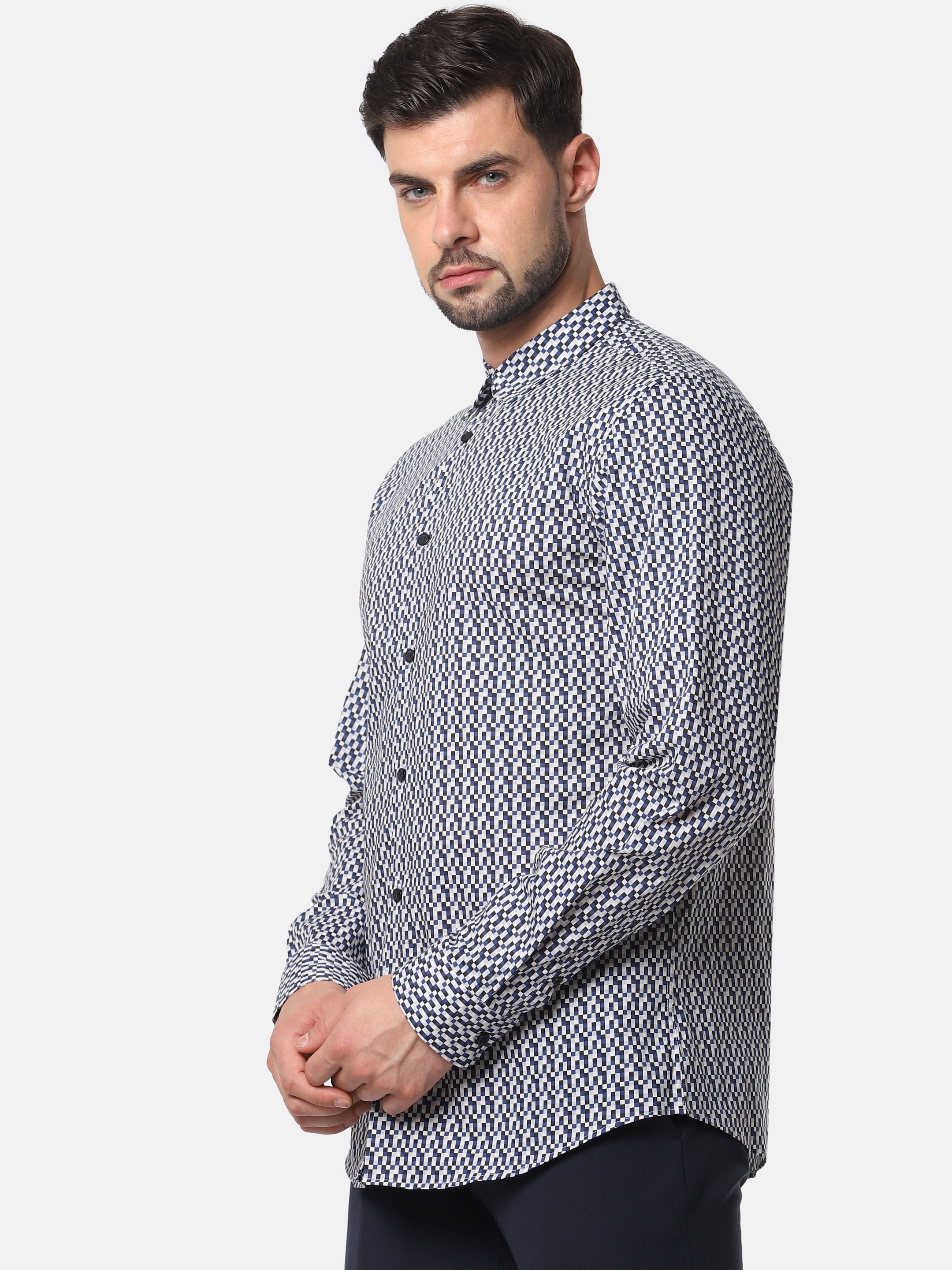 Blue All Over Print Full Sleeves Shirt