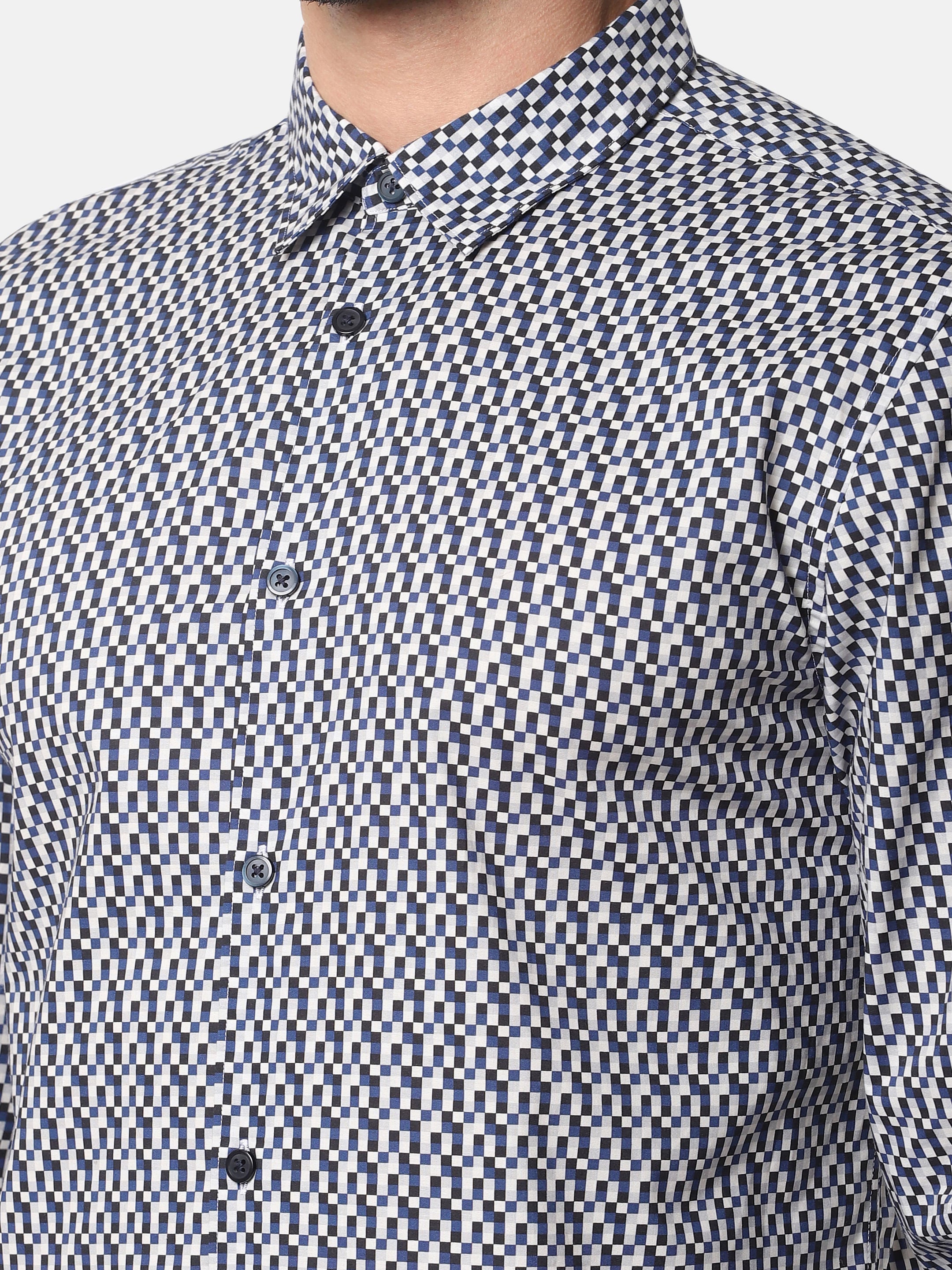 Blue All Over Print Full Sleeves Shirt