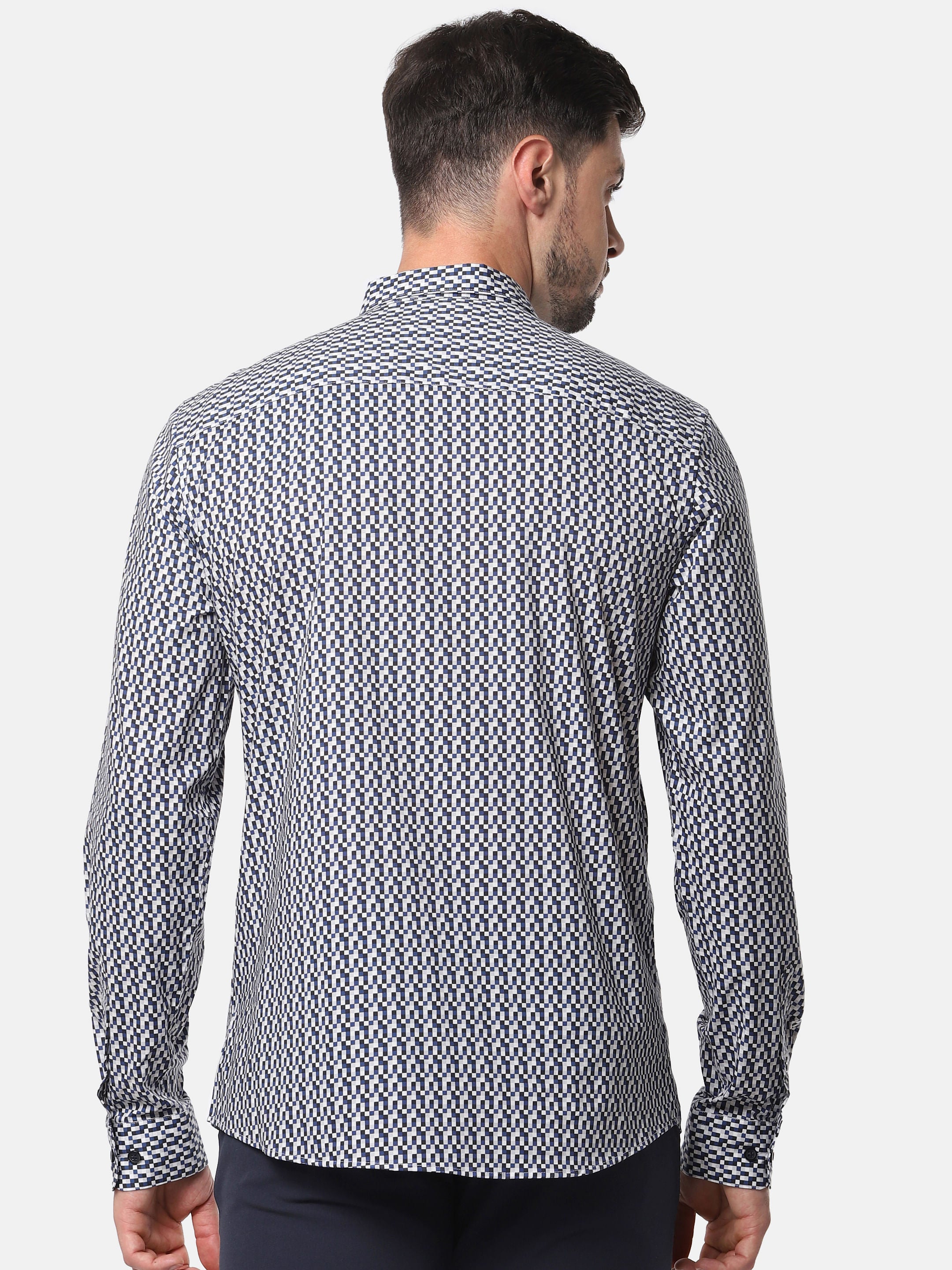 Blue All Over Print Full Sleeves Shirt