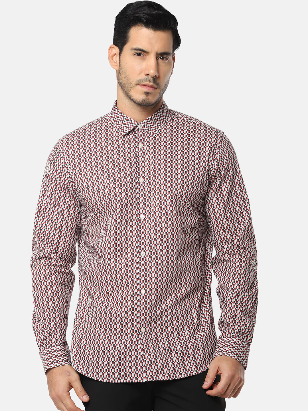 Red All Over Print Full Sleeves Shirt