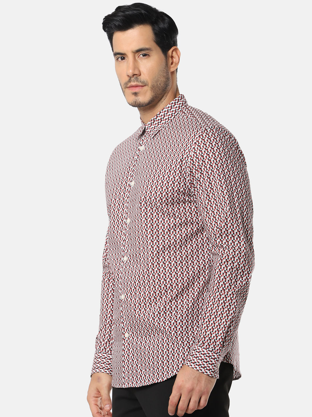 Red All Over Print Full Sleeves Shirt
