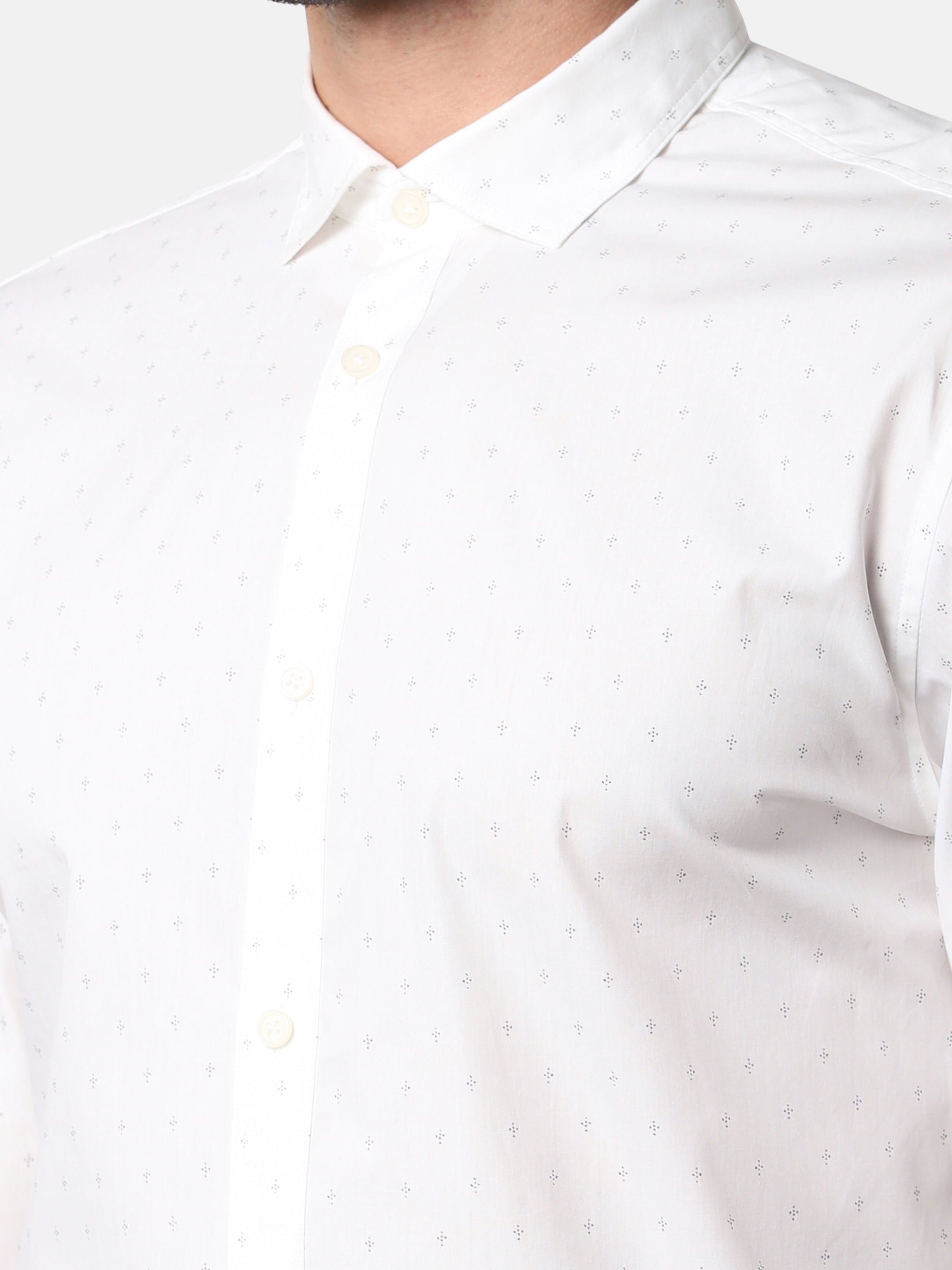 White All Over Print Full Sleeves Shirt