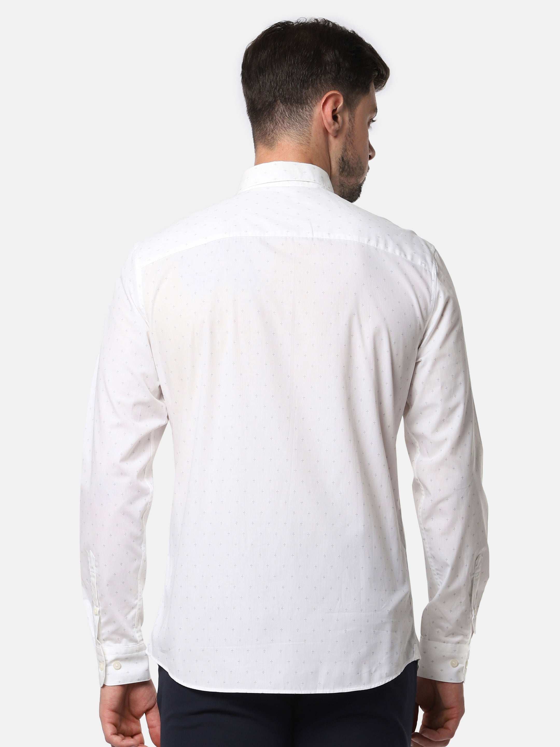 White All Over Print Full Sleeves Shirt