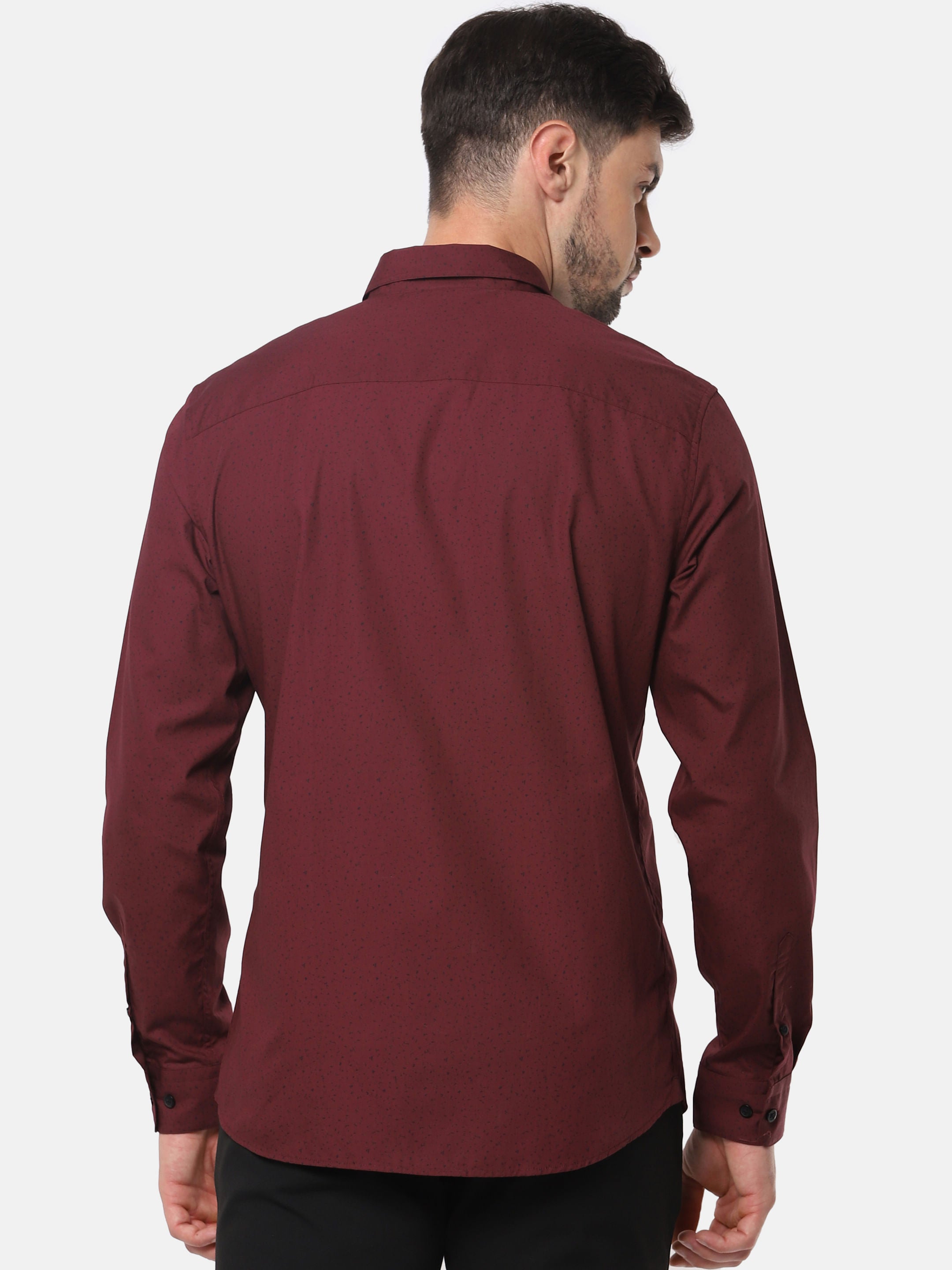 Burgundy All Over Print Full Sleeves Shirt