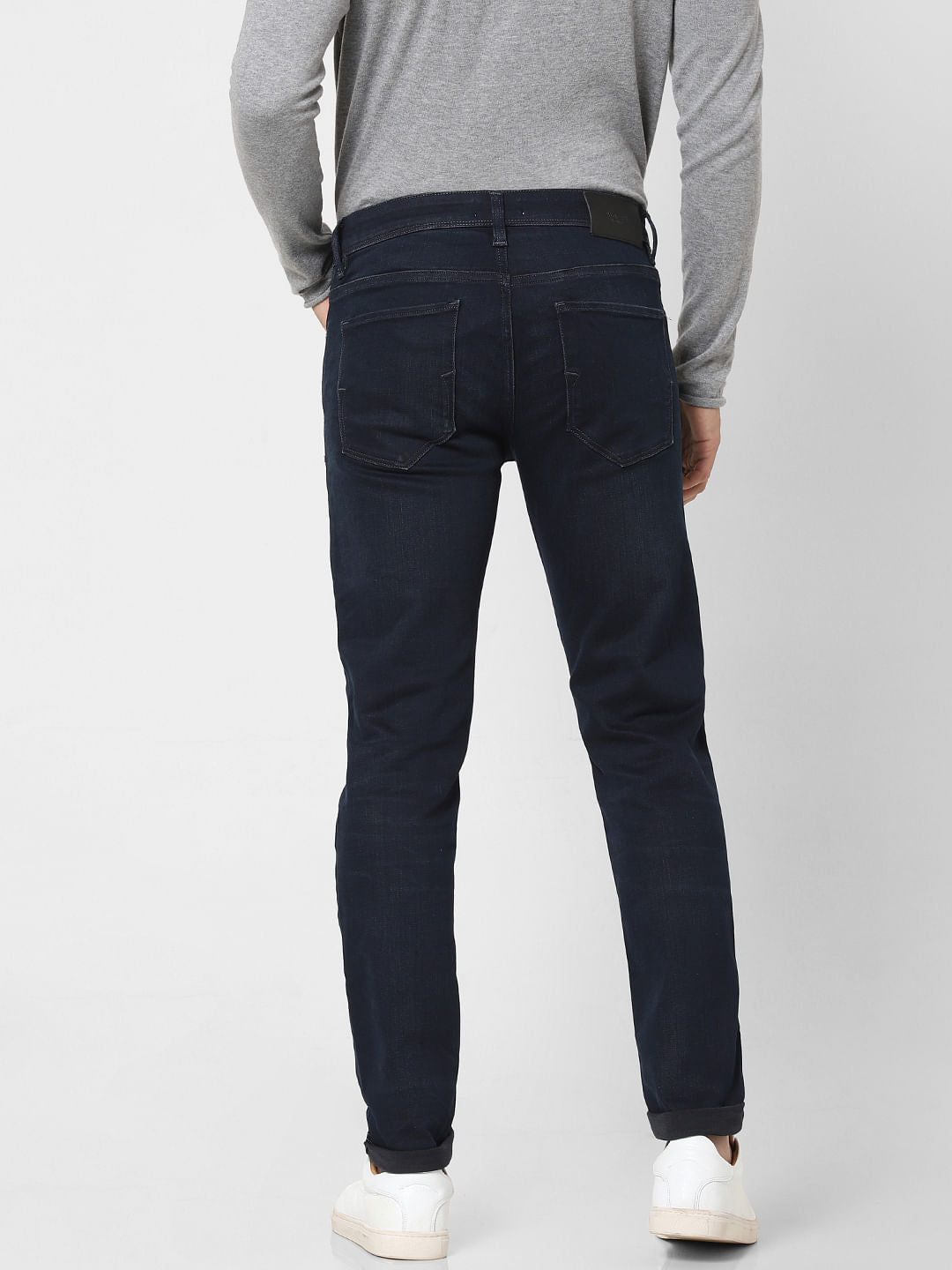 Blue Mid Rise Leon Slim Fit Jeans
