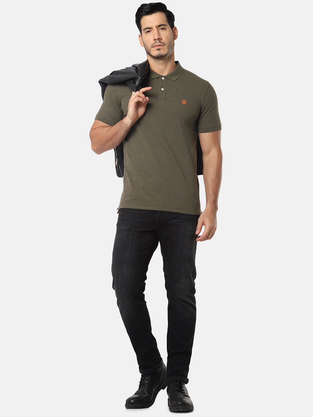 Black Mid Rise Scott Straight Fit Jeans