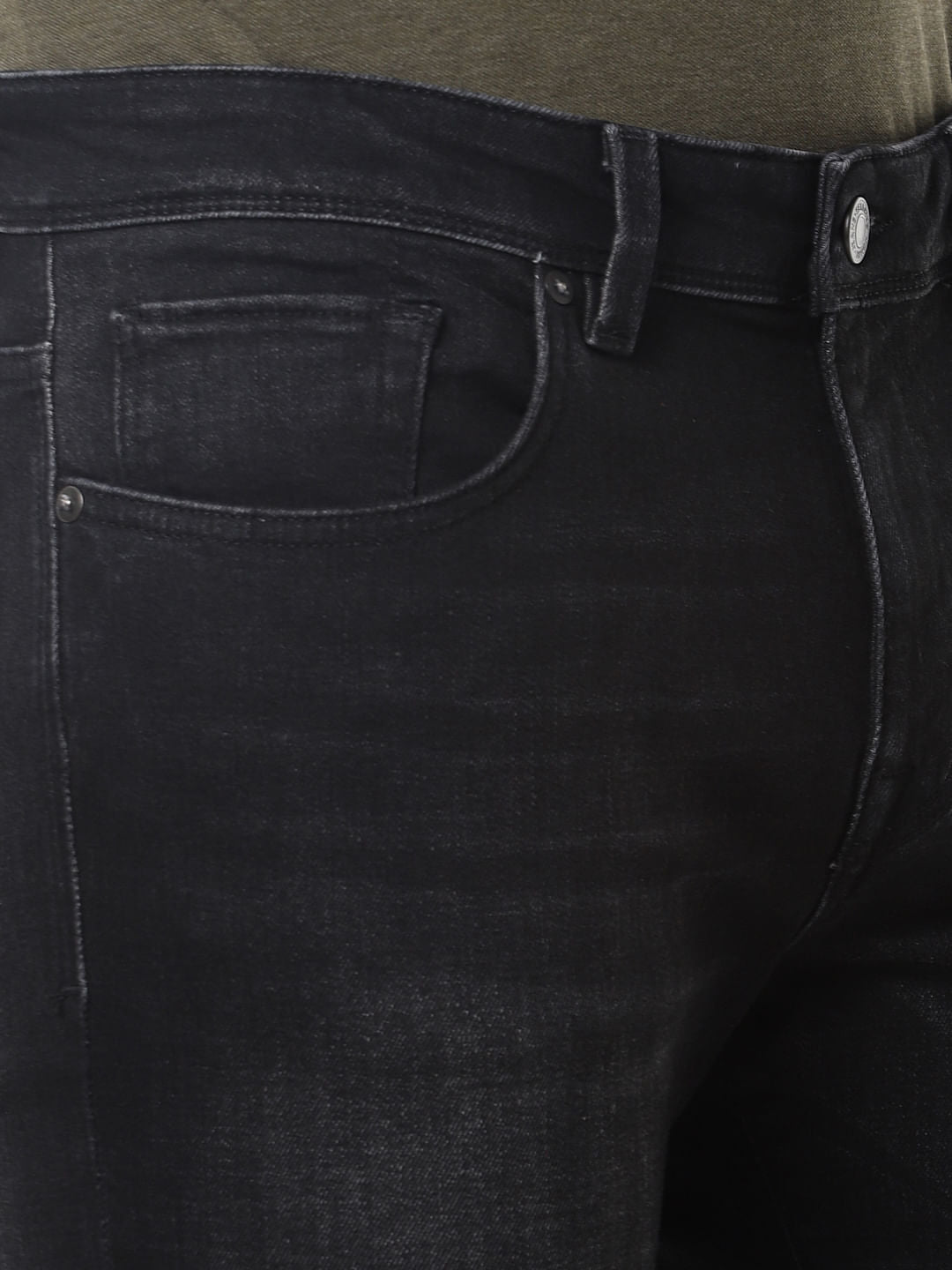 Black Mid Rise Scott Straight Fit Jeans
