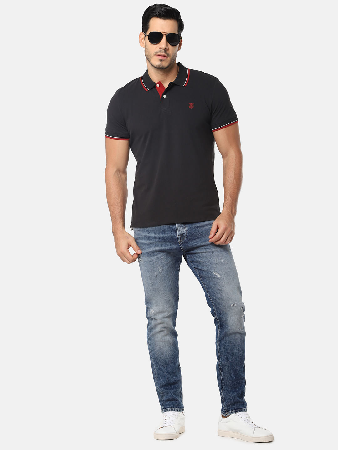 Blue Distressed Nick Tapered Fit Jeans