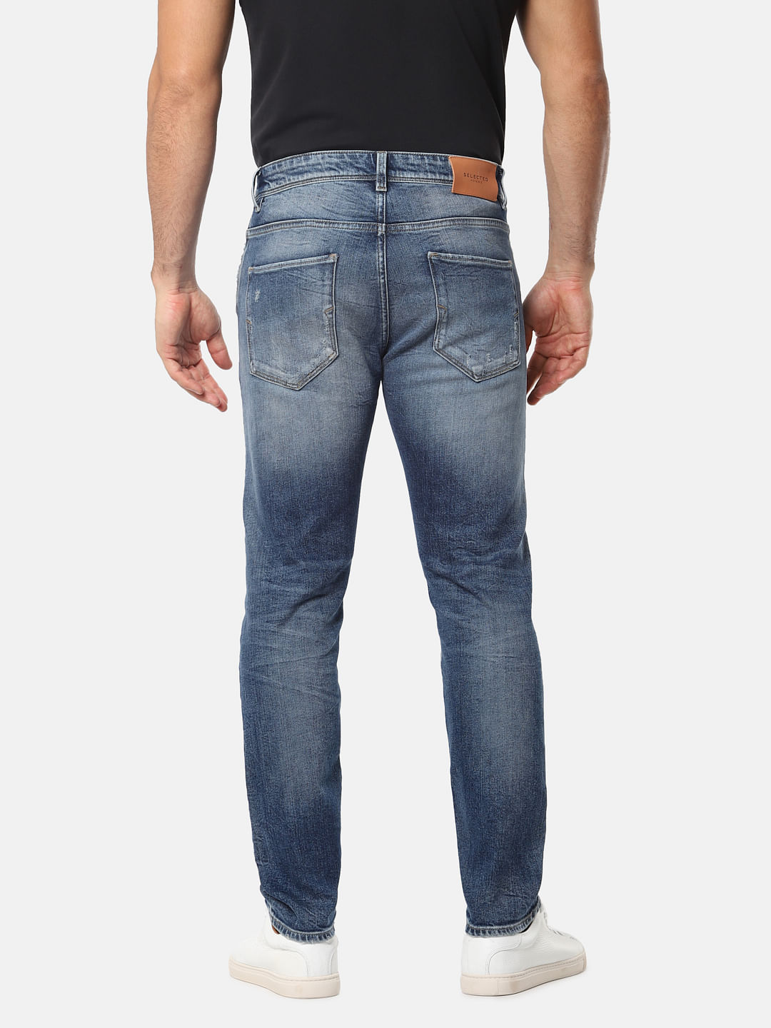 Blue Distressed Nick Tapered Fit Jeans