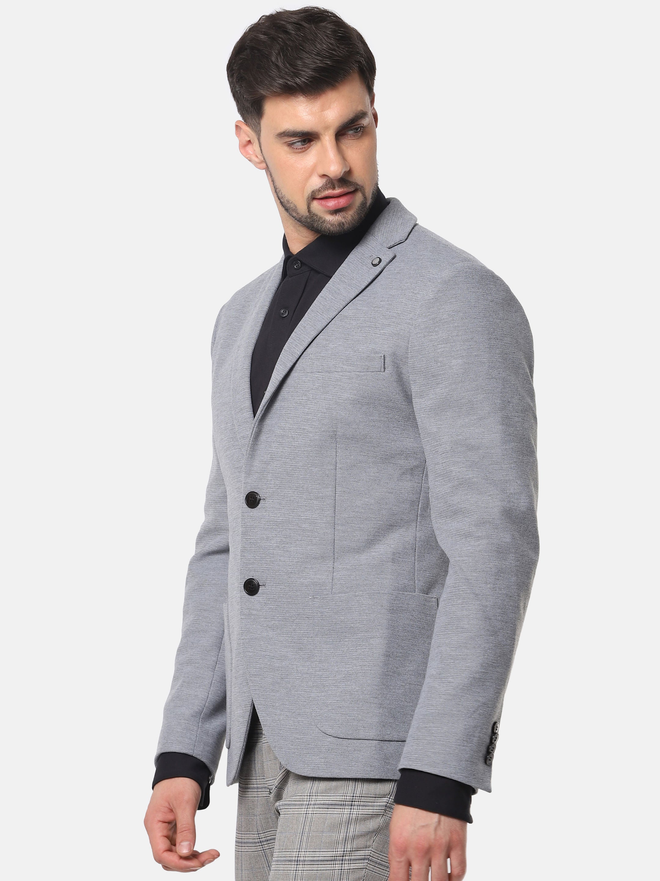 Grey Slim Fit Formal Blazer