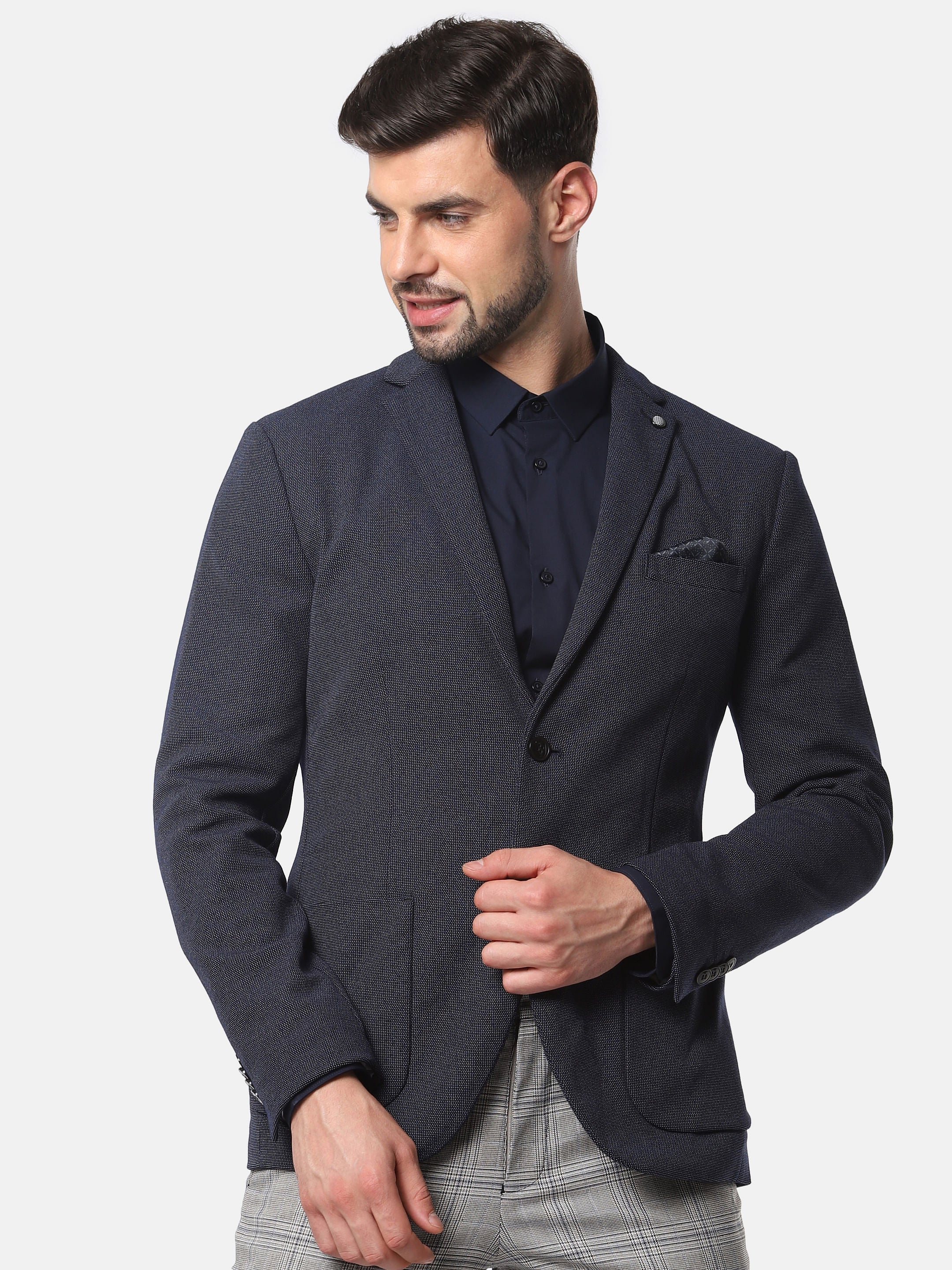 Navy Blue Slim Fit Formal Blazer