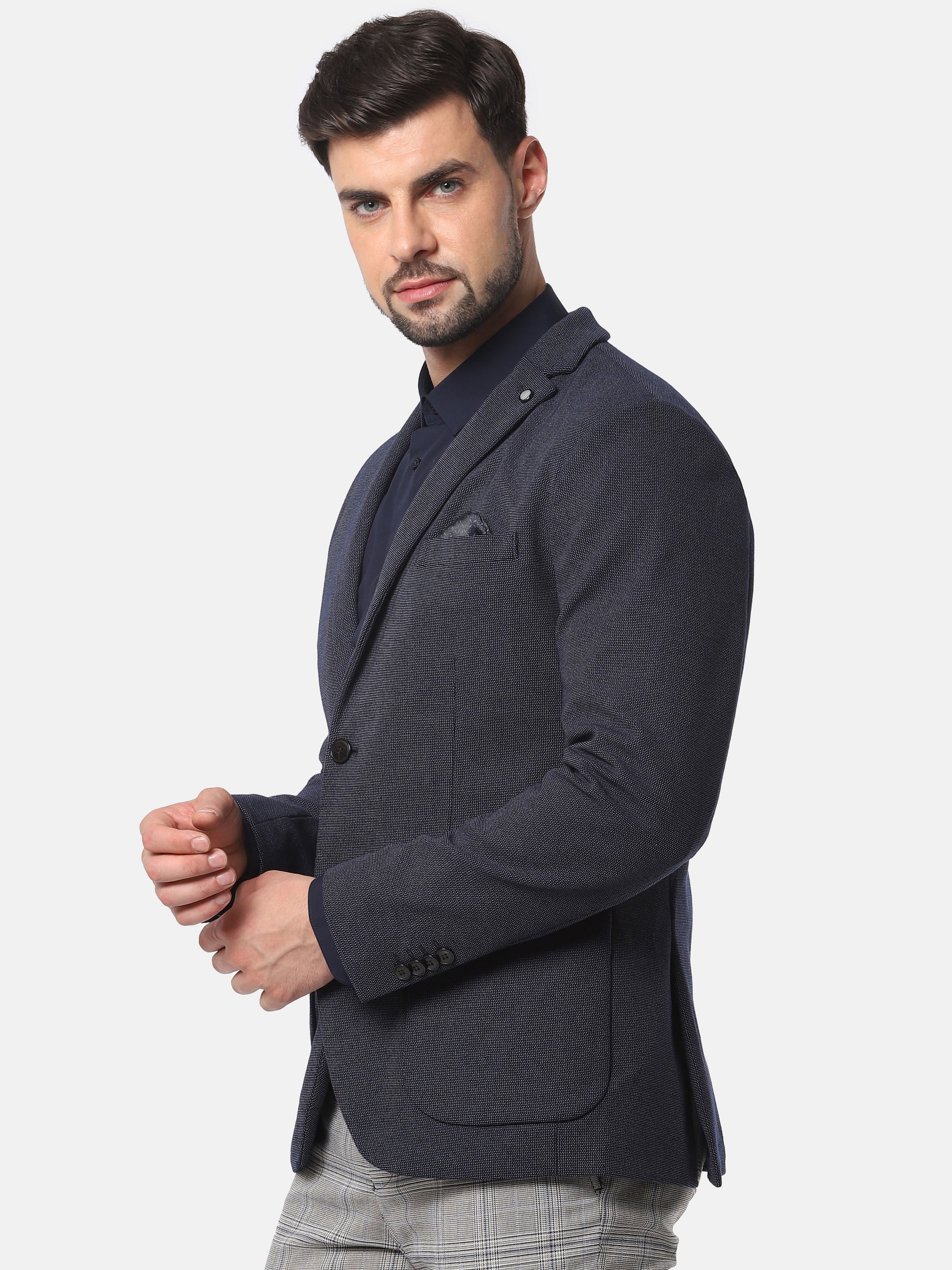 Navy Blue Slim Fit Formal Blazer