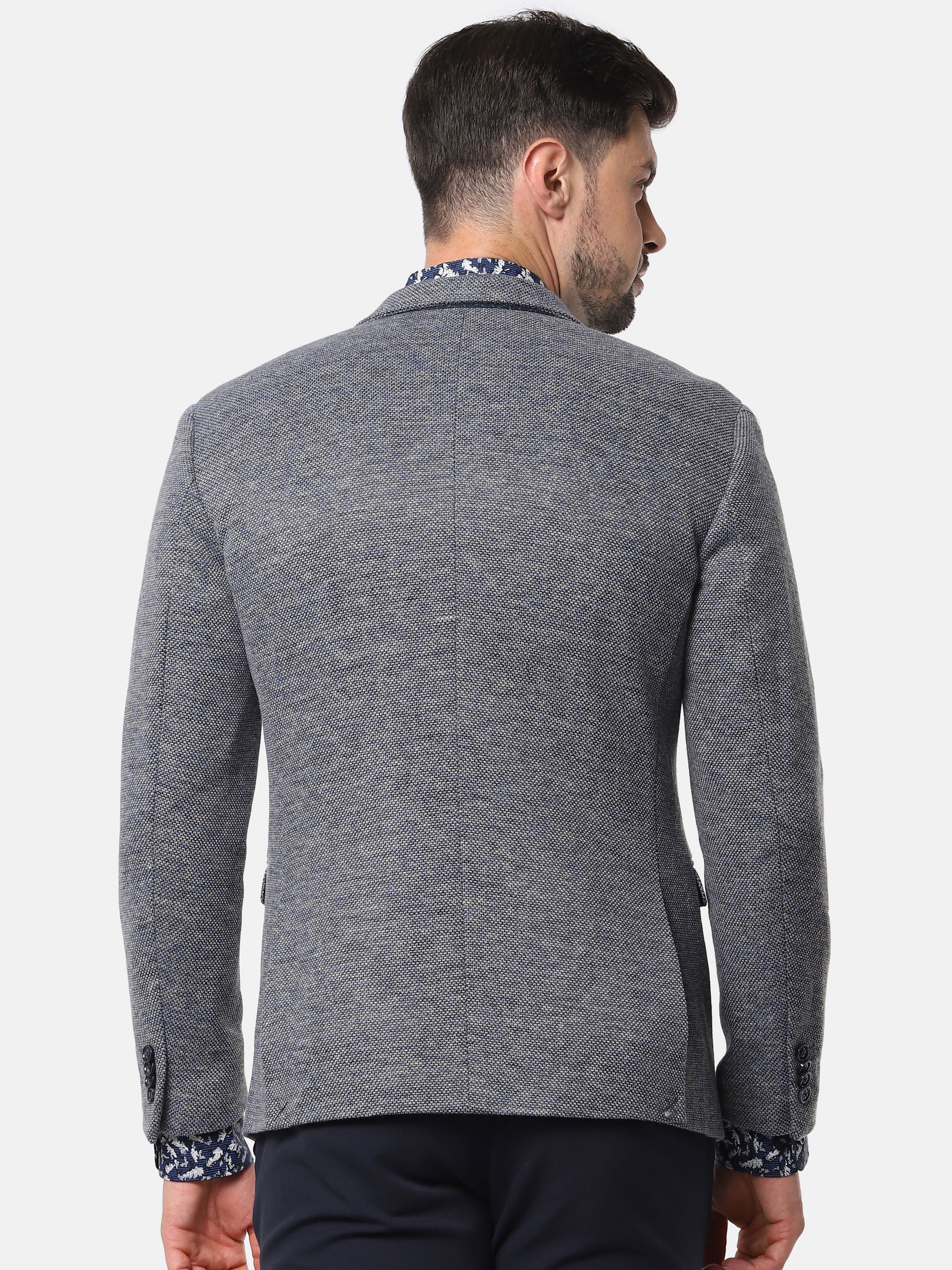Grey Double Button Slim Fit Blazer