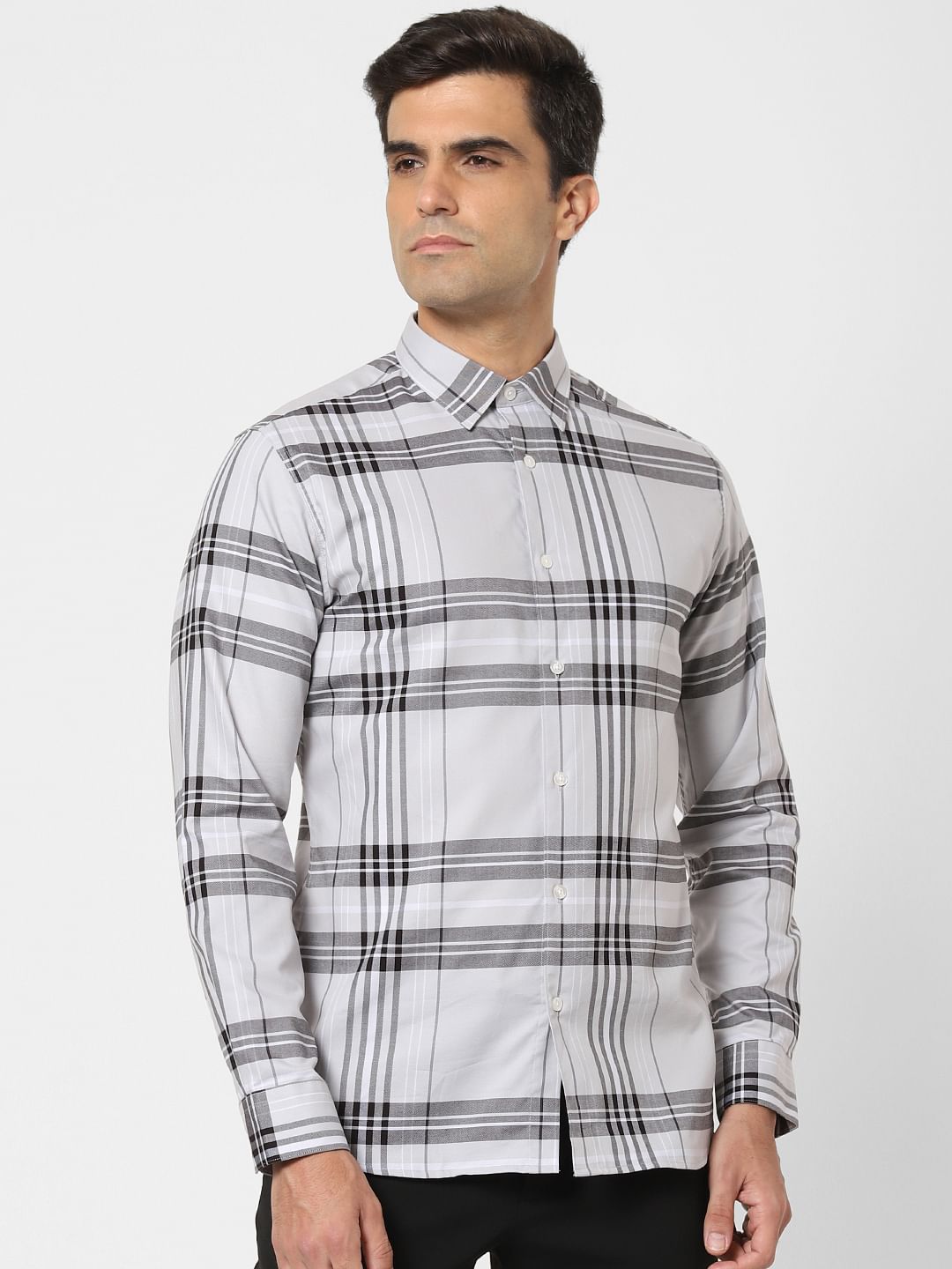 Grey Check Full Sleeves Shirt