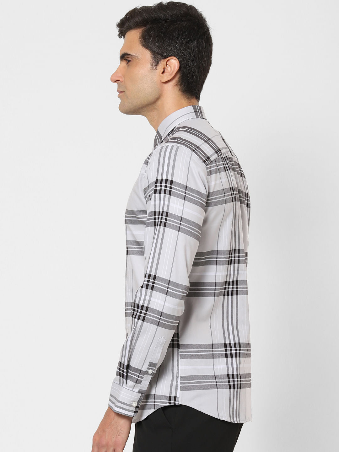 Grey Check Full Sleeves Shirt