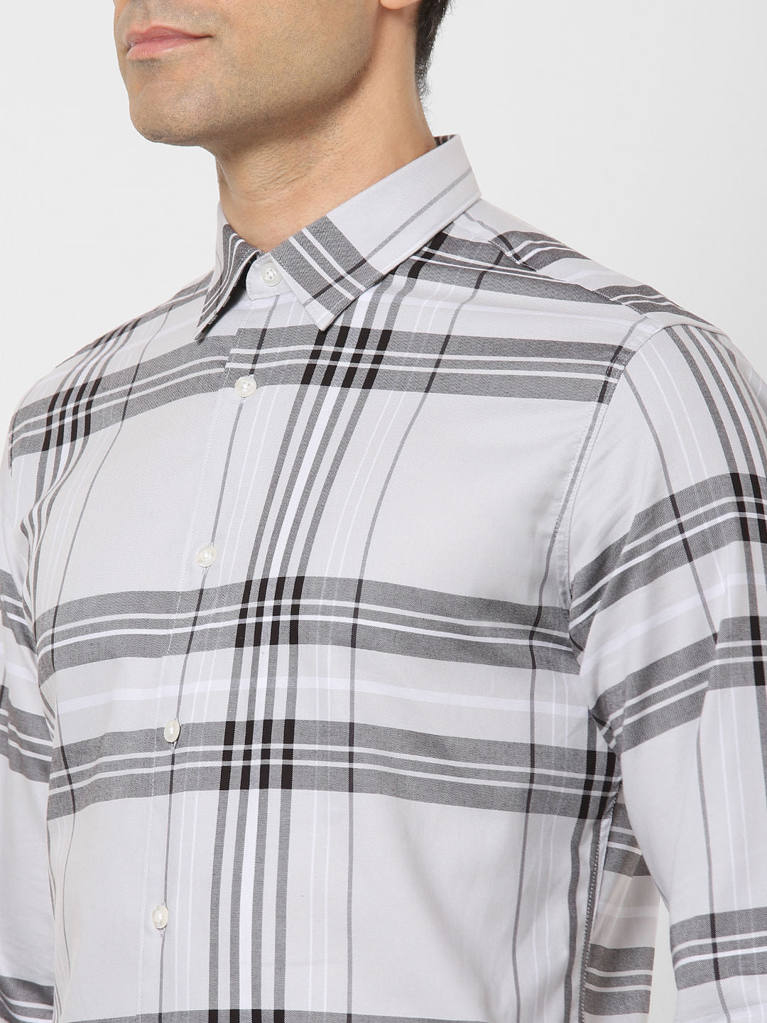 Grey Check Full Sleeves Shirt