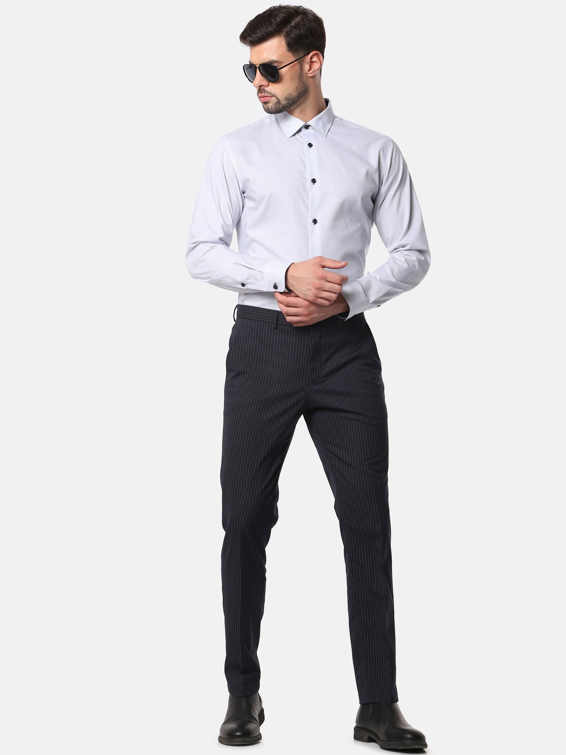 White Printed Full Sleeves Shirt