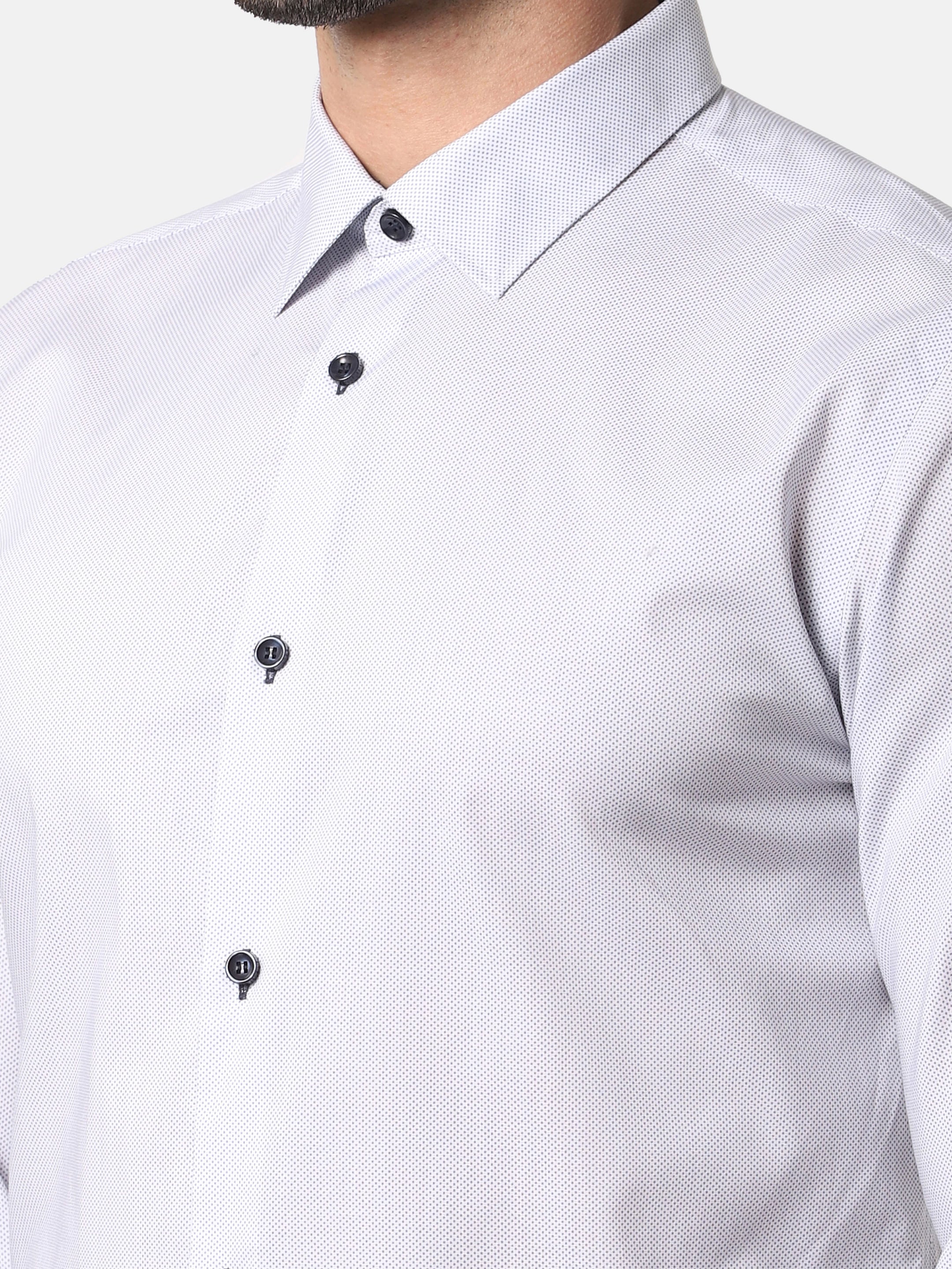 White Printed Full Sleeves Shirt