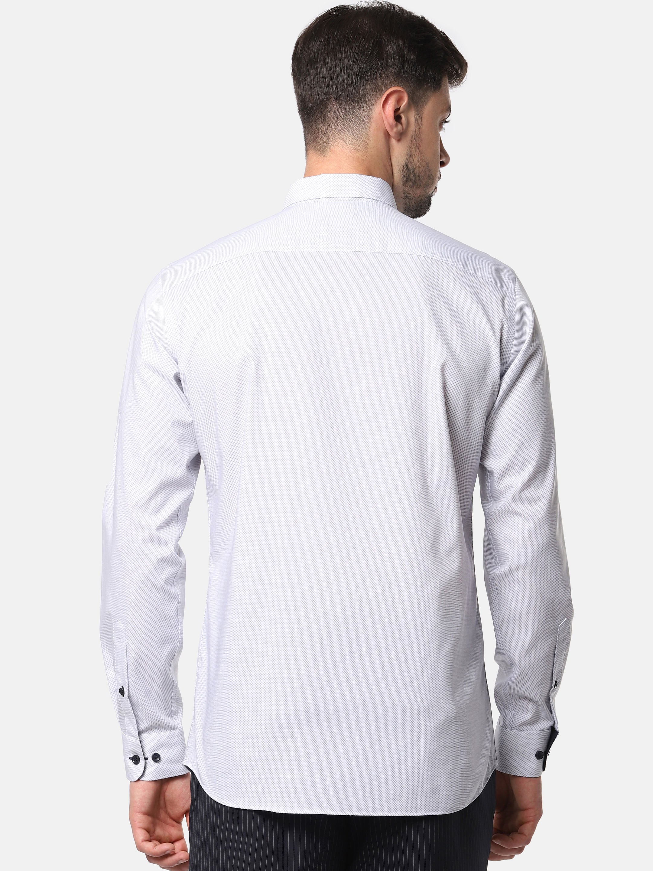 White Printed Full Sleeves Shirt