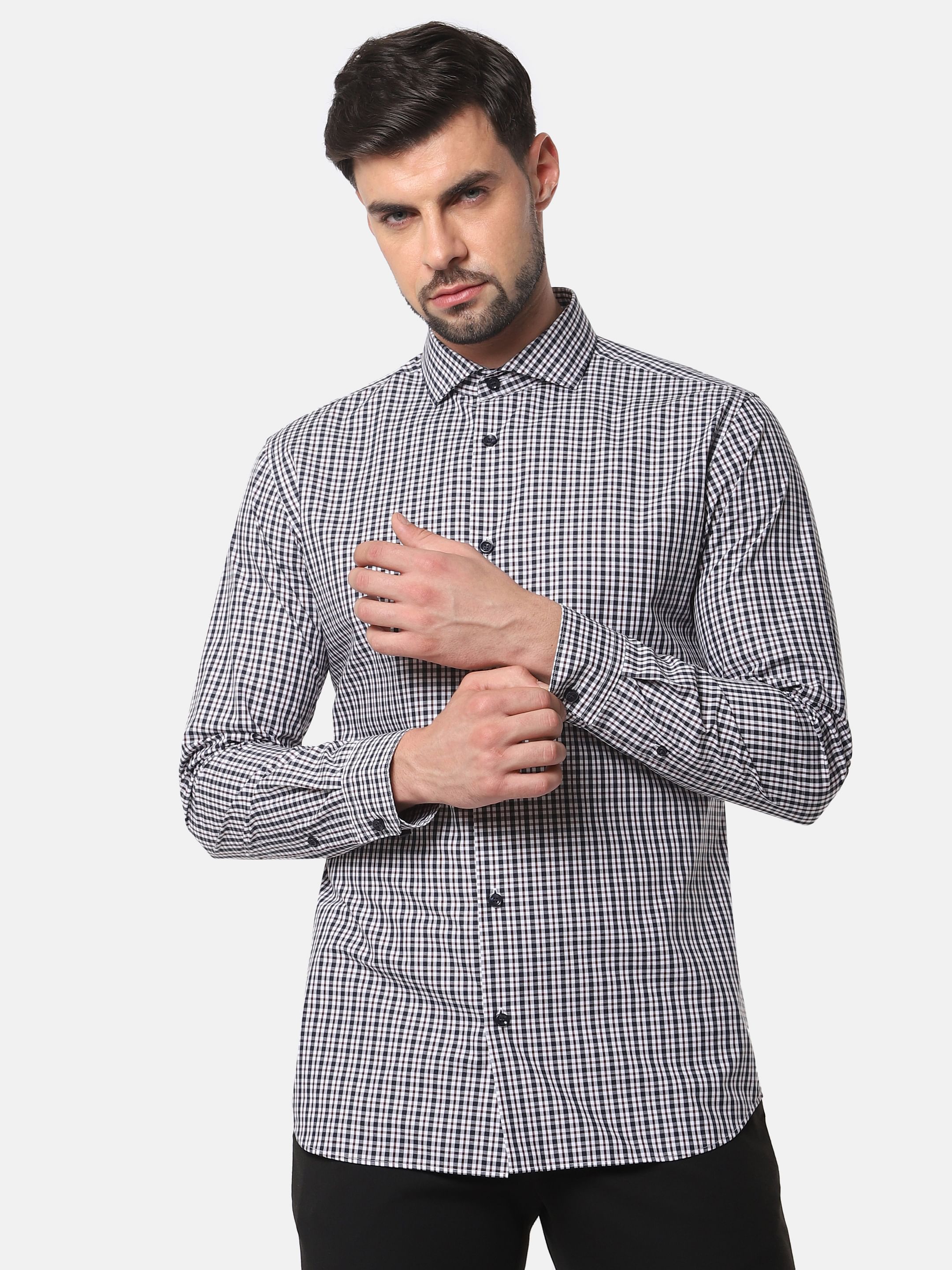 White Check Full Sleeves Shirt