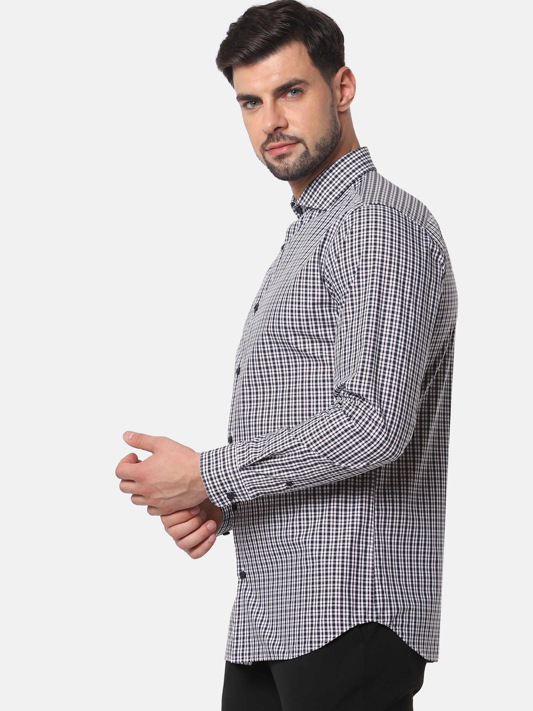 White Check Full Sleeves Shirt