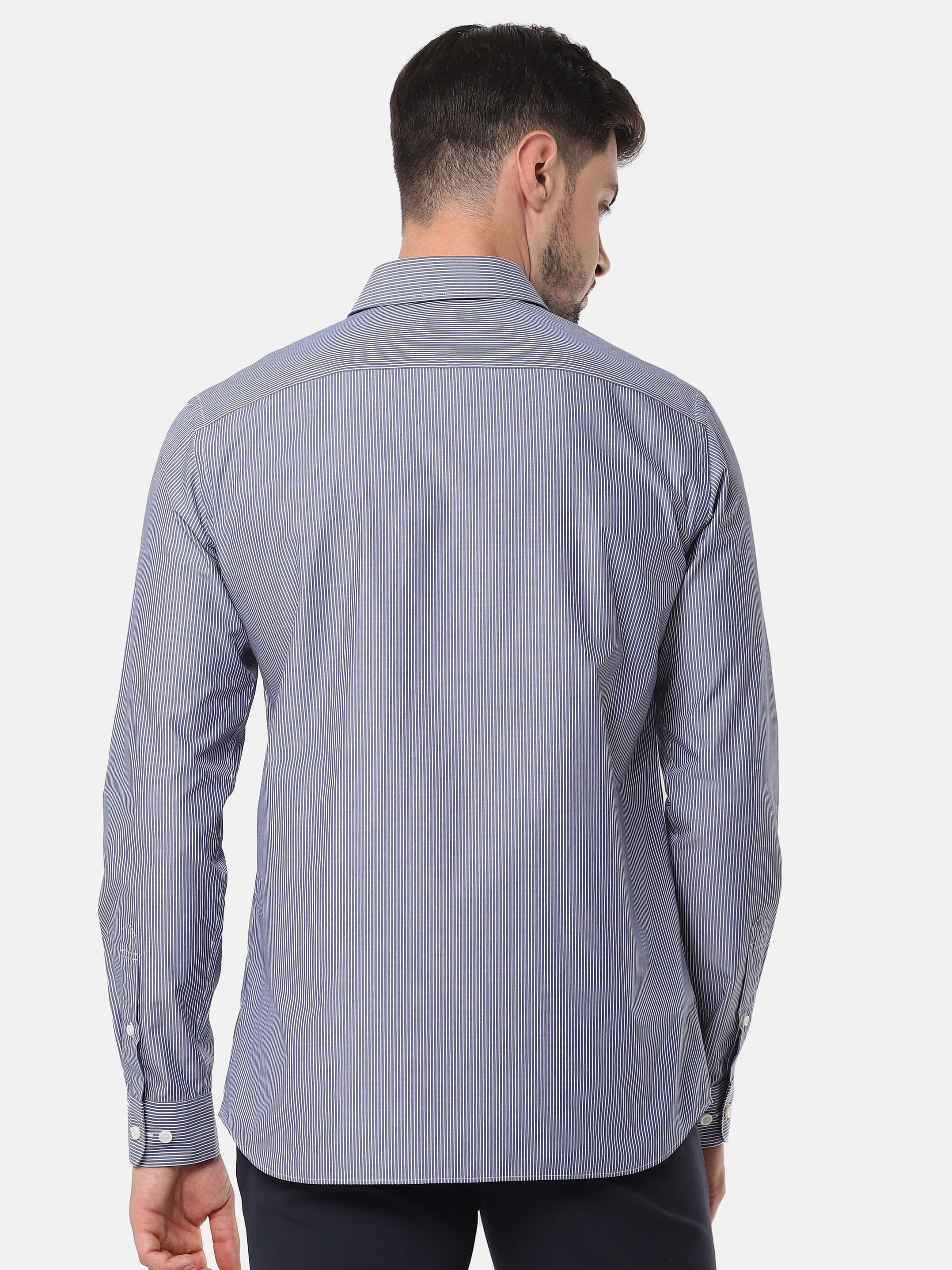 Blue Striped Full Sleeves Shirt
