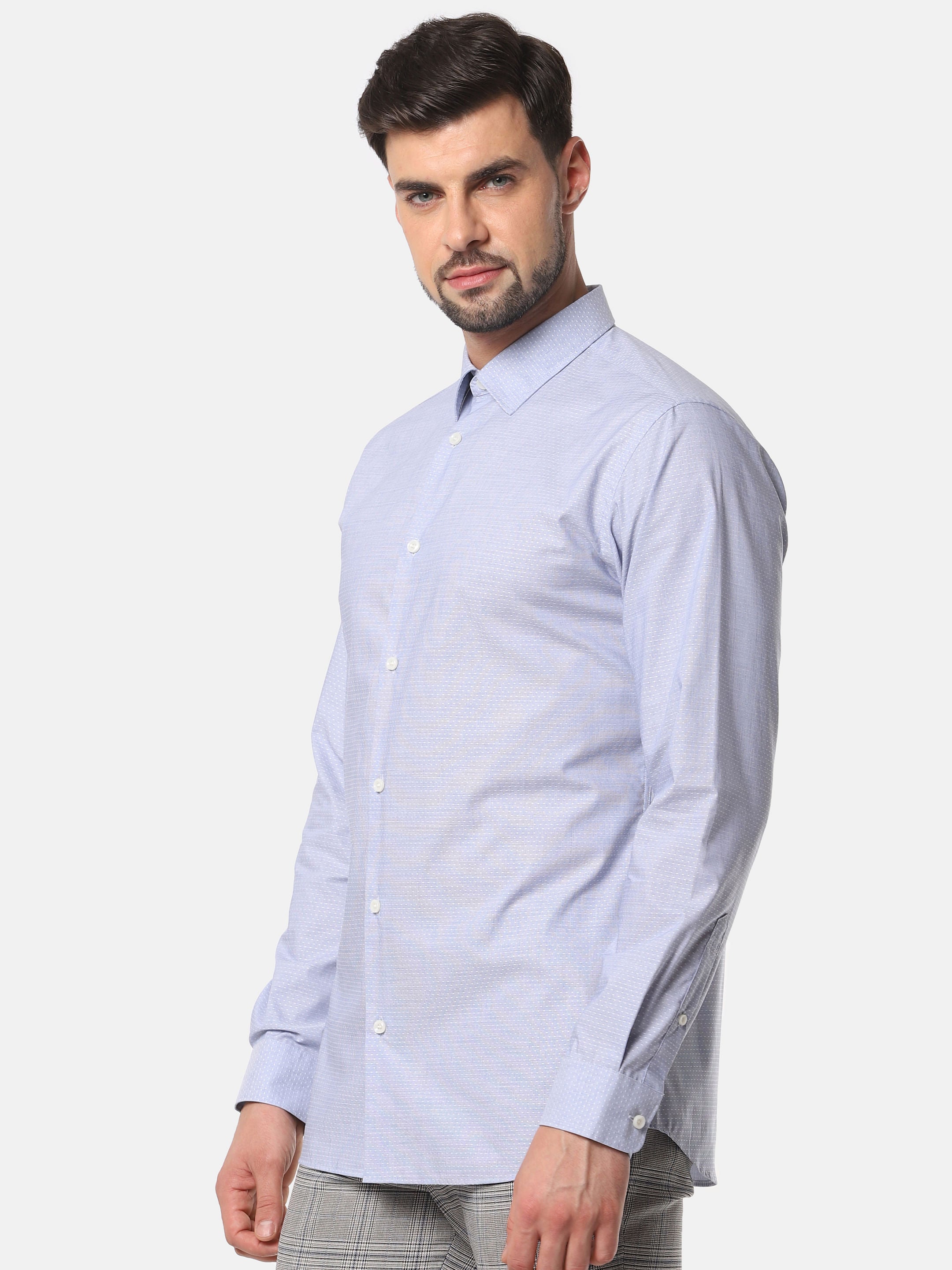 Blue Printed Full Sleeves Shirt