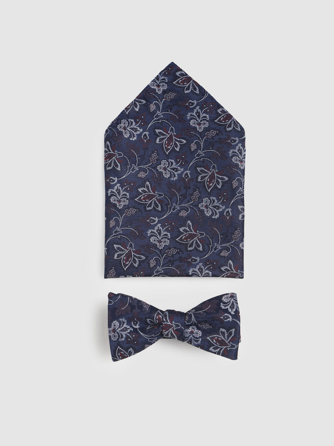 Dark Blue Floral Bow Tie
