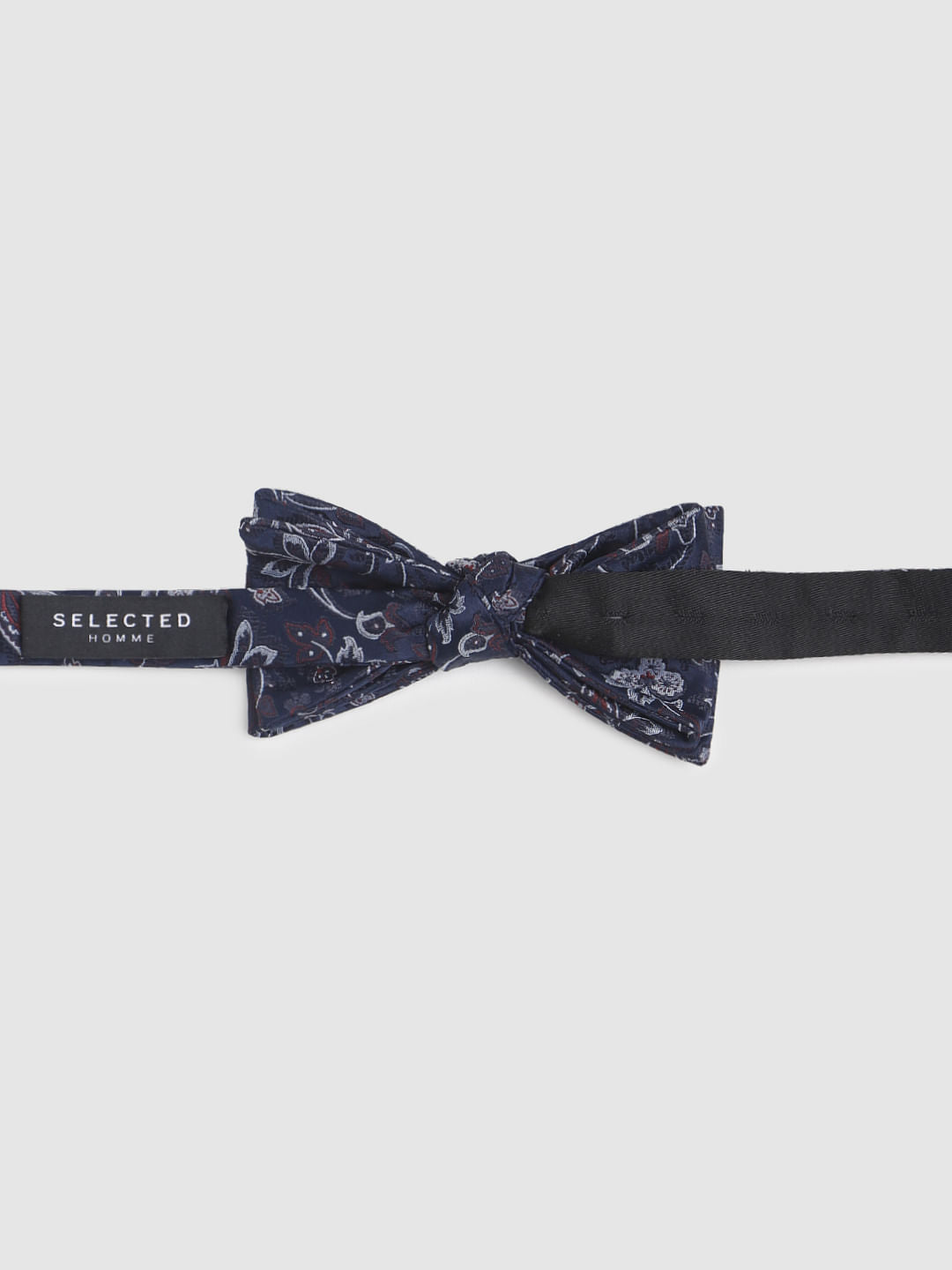 Dark Blue Floral Bow Tie