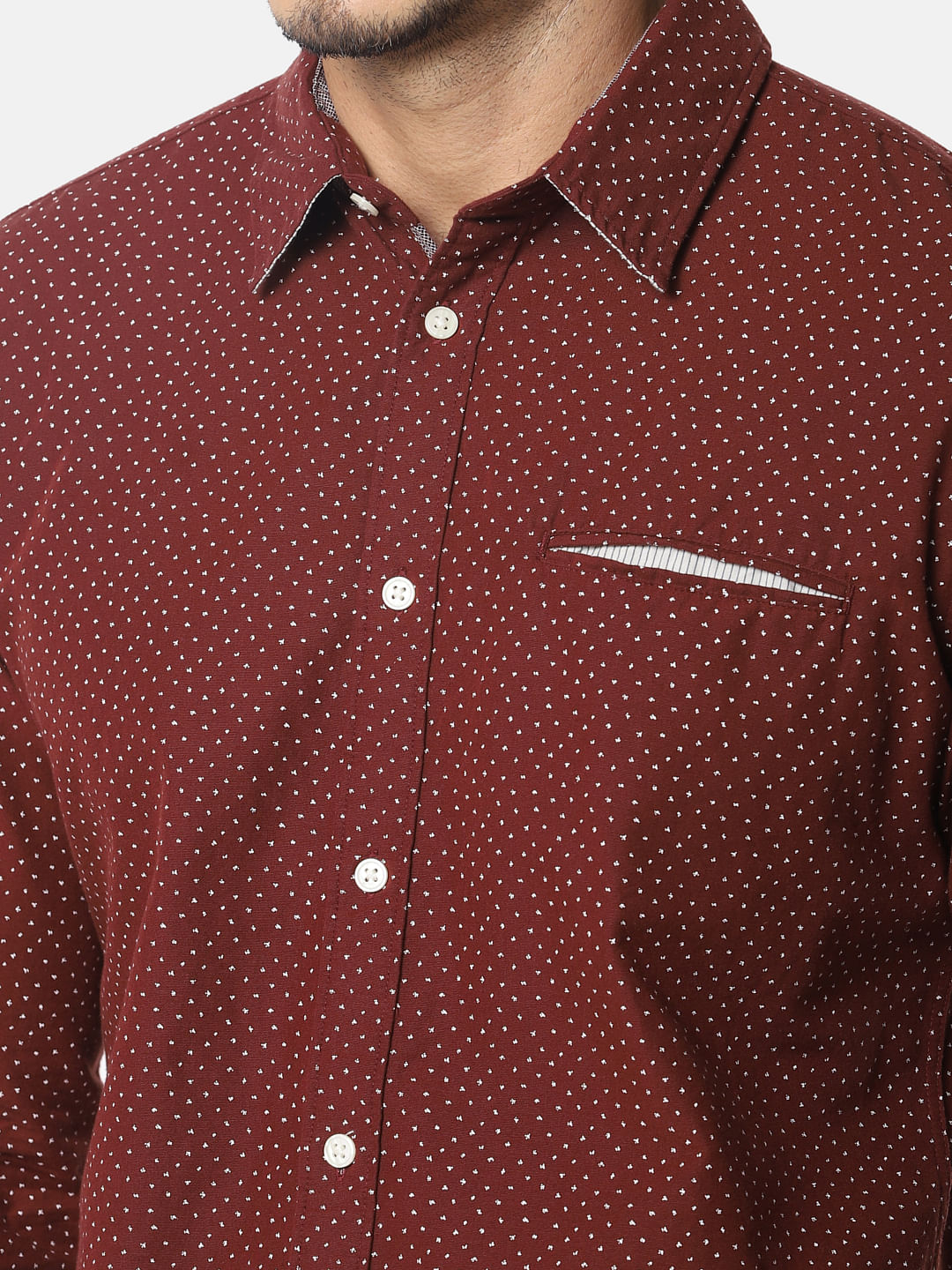 Burgundy All Over Print Full Sleeves Shirt