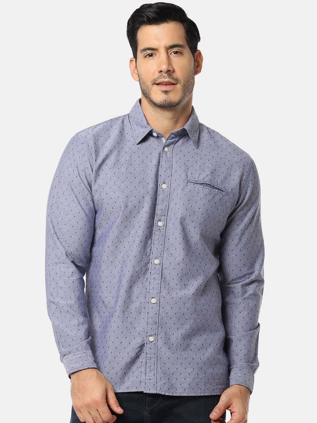 Blue All Over Print Full Sleeves Shirt