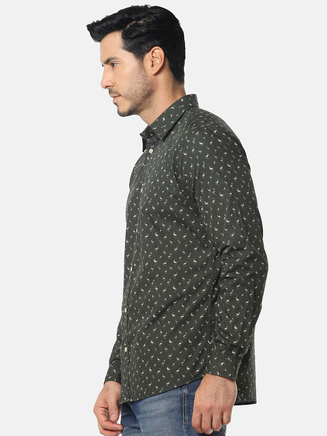 Green All Over Print Organic Cotton Full Sleeves Shirt