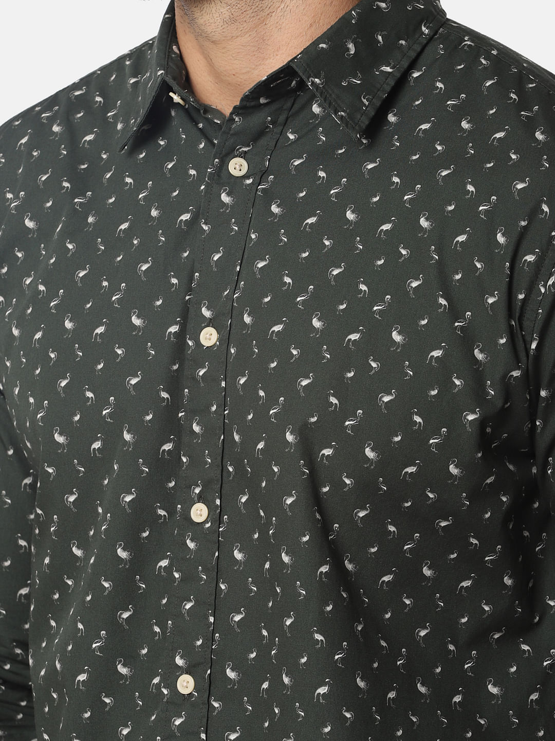 Green All Over Print Organic Cotton Full Sleeves Shirt